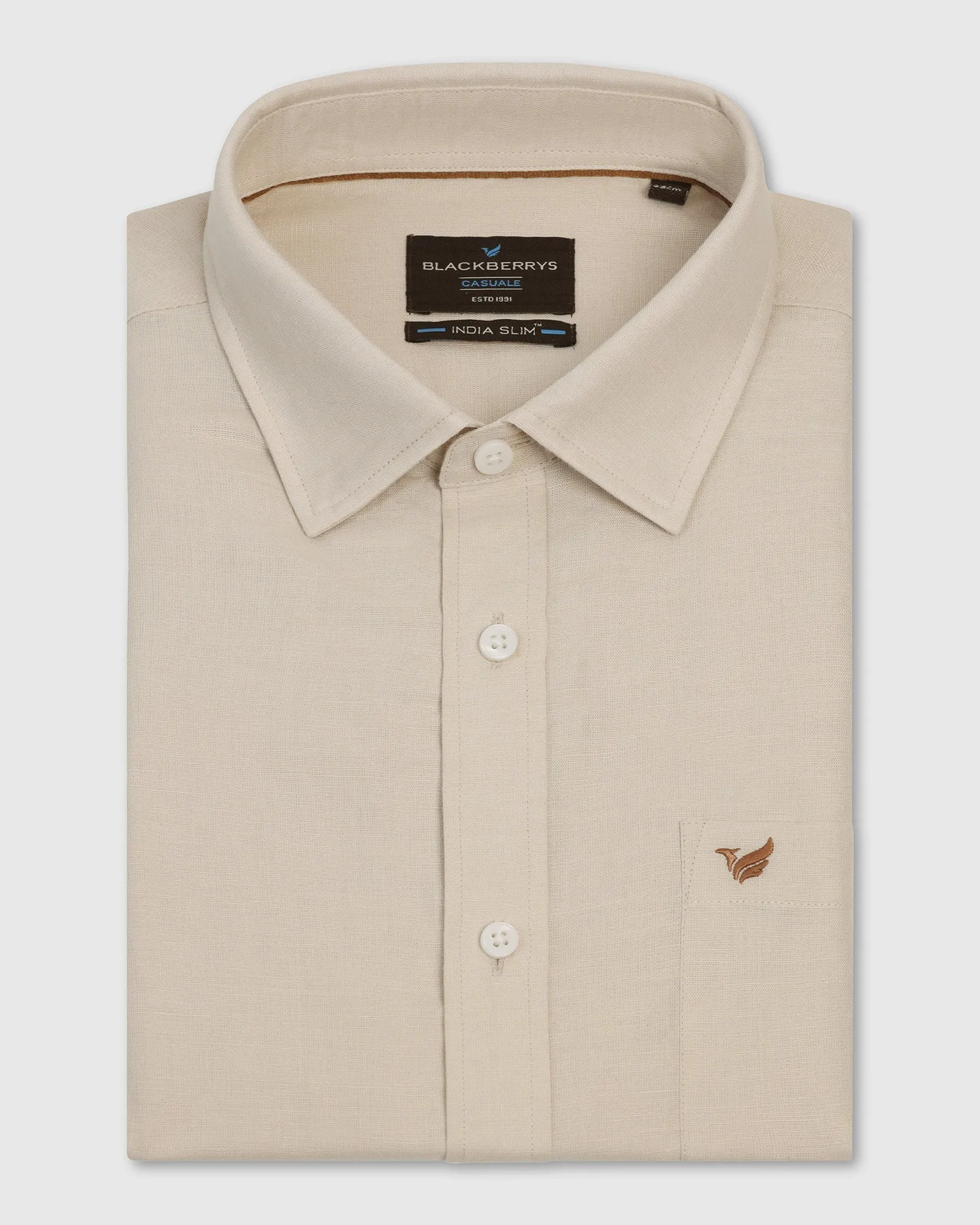 Layered Hemline Linen Casual Natural Solid Shirt - Salmon
