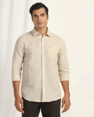 Linen Casual Natural Solid Shirt - Salmon Preppy Vibe