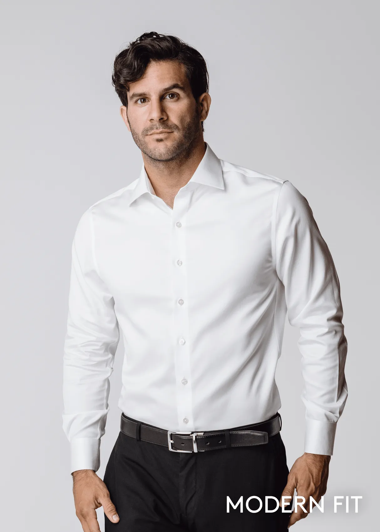 Snag Resistant Fabric Oversized Fit Milano White Shirt - Contemporary