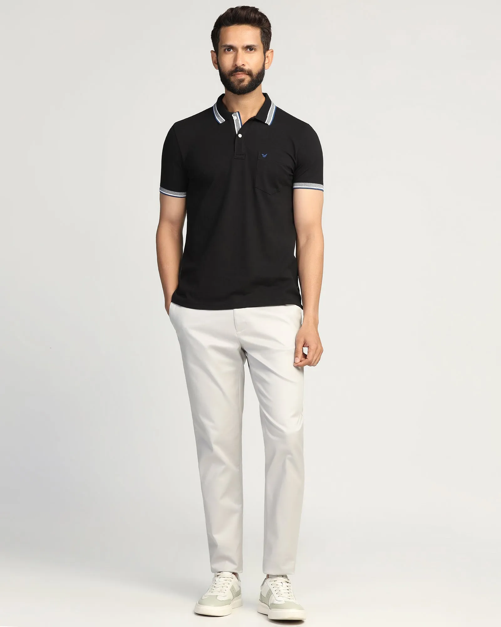 Trendy Appeal Fashionable Layer Polo Black Solid T-Shirt - Taurus
