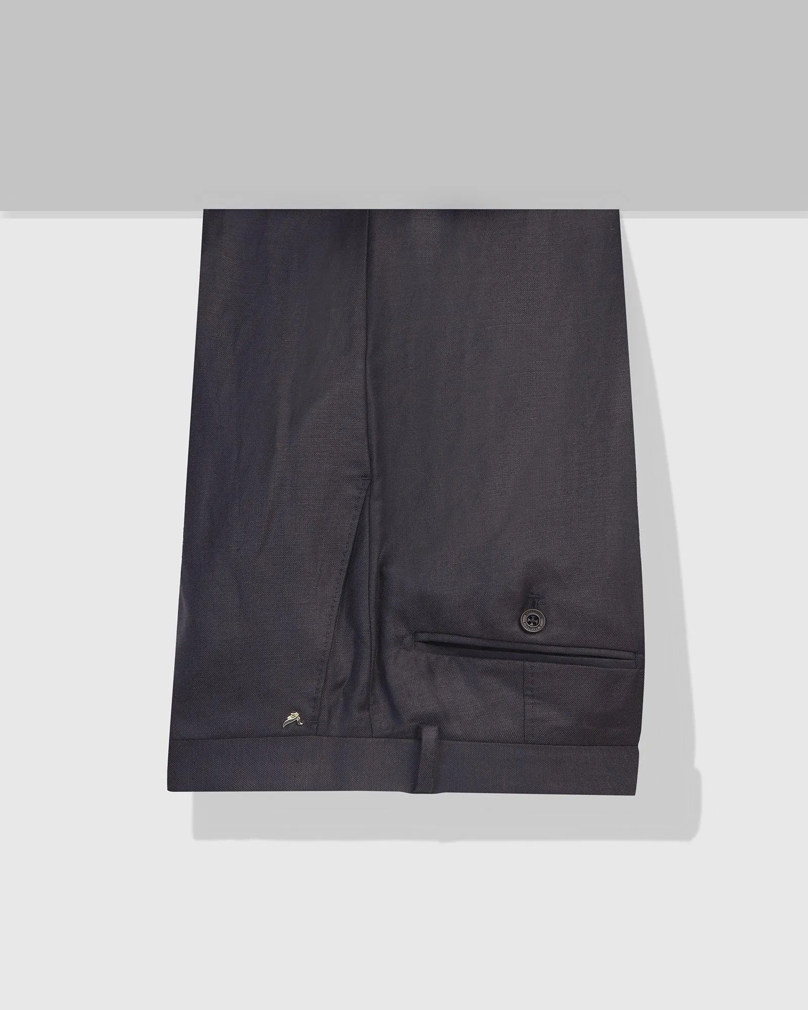 Luxe Linen Slim Comfort B-95 Formal Navy Solid Trouser - Platina Snug Fit NonSlipGrip