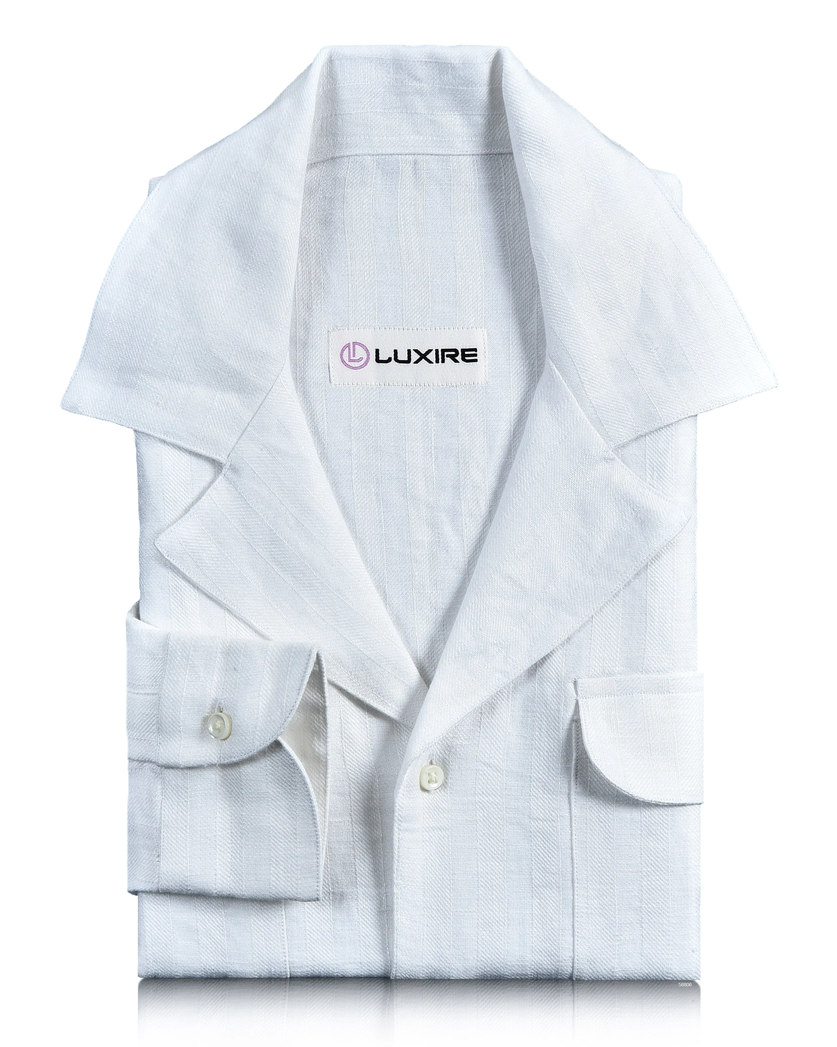 Antibacterial lining White Linen Shirt with Wide Stripes