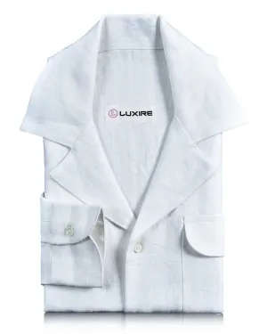 Antibacterial lining White Linen Shirt with Wide Stripes