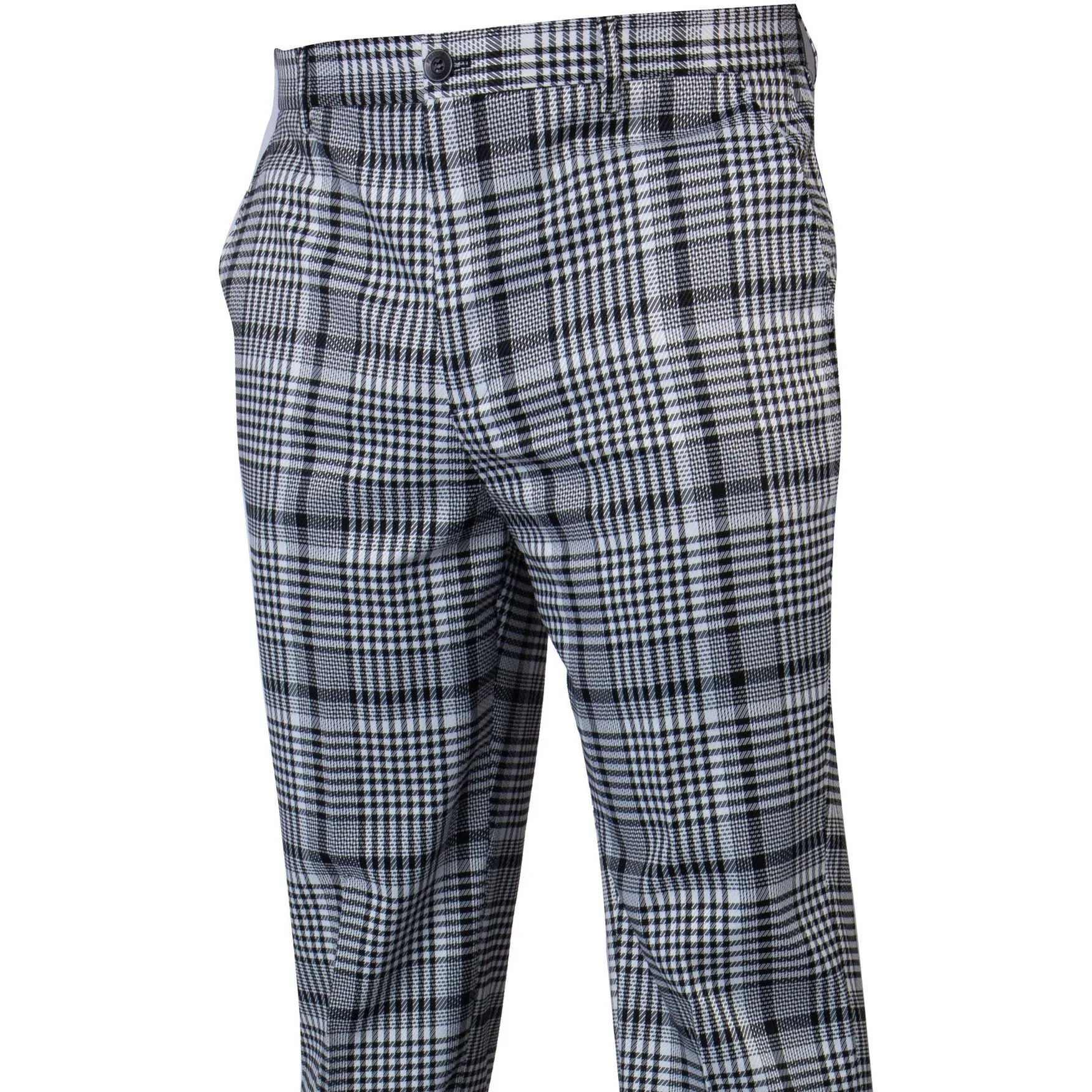 Plaid Black White Plaid Pants Organic Cotton Blend Comfort-First