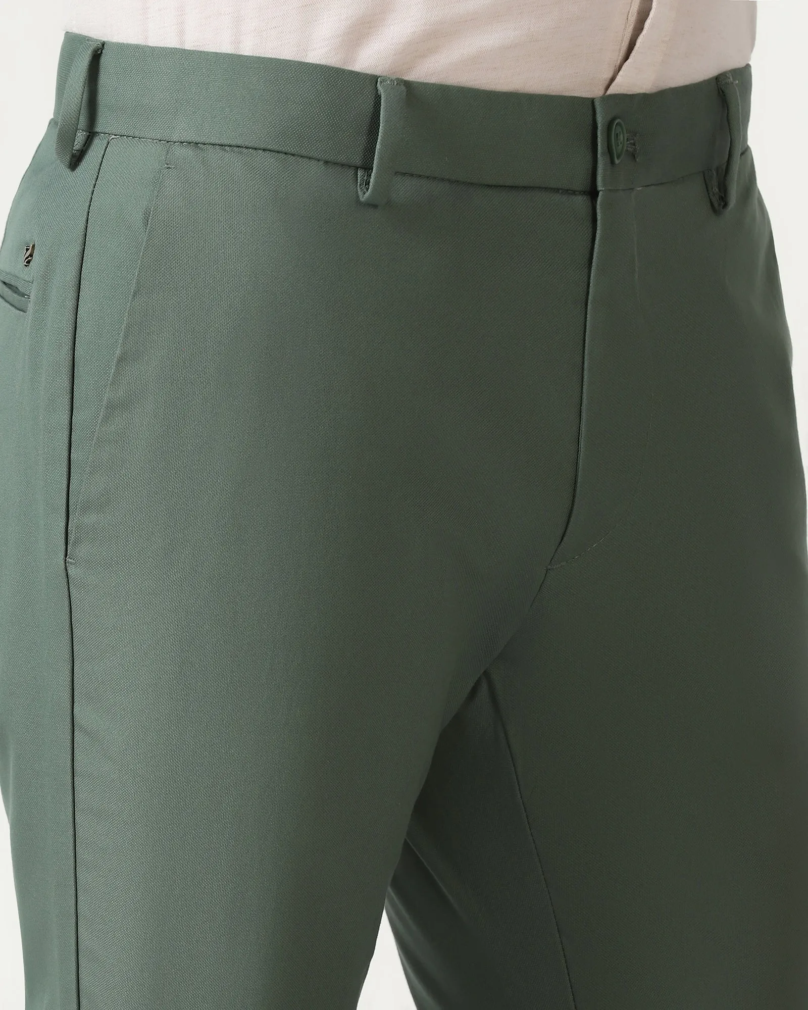 Green Solid Khakis - Janis Simple Silhouette Urban Edge