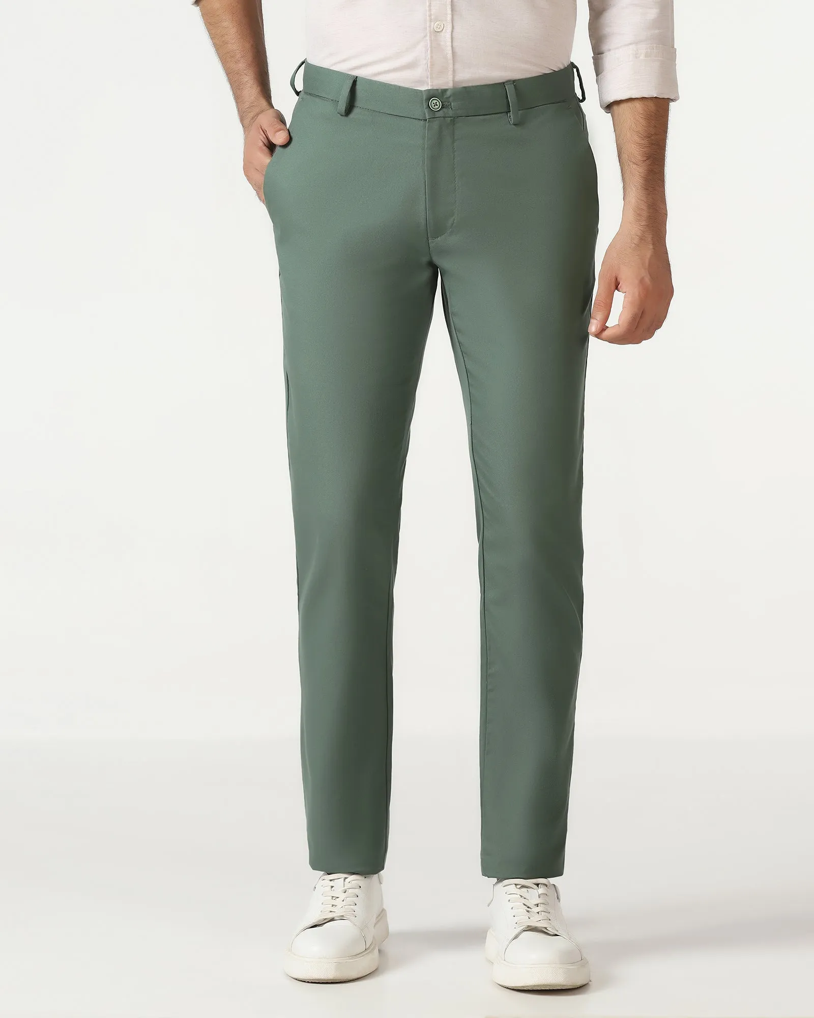 Green Solid Khakis - Janis Timeless Utility Versatile Layering
