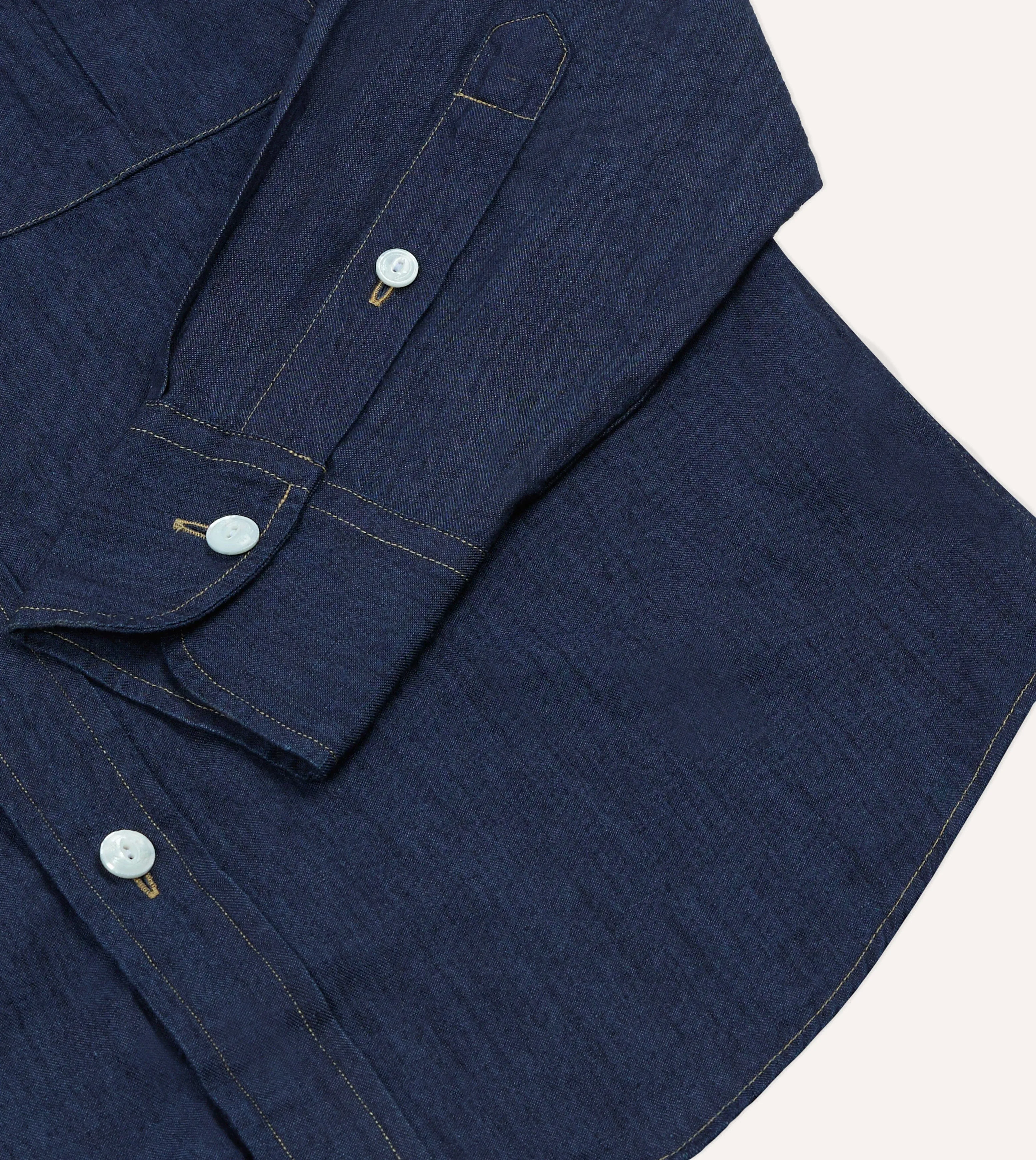 Winter Layering Spring Break Navy Cotton Linen Two-Pocket Work Shirt