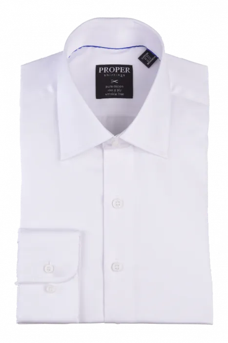 Double Stitched Seams Neutral Tones PROPER SHIRTINGS WHITE CLASSIC FIT REGULAR CUFF P720DD0R-WHT