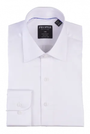 Double Stitched Seams Neutral Tones PROPER SHIRTINGS WHITE CLASSIC FIT REGULAR CUFF P720DD0R-WHT