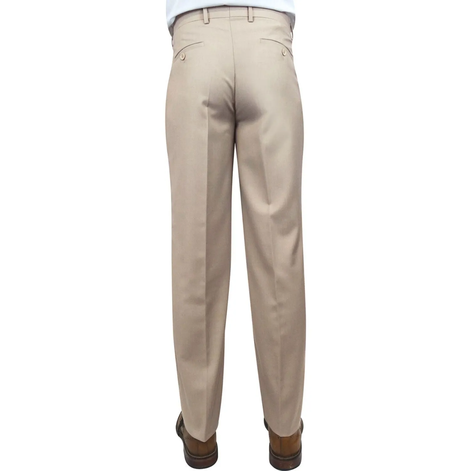 All Occasion ReinforcedBeltLoops Stylara Collection: Tan Slim Fit Flat Front Pants