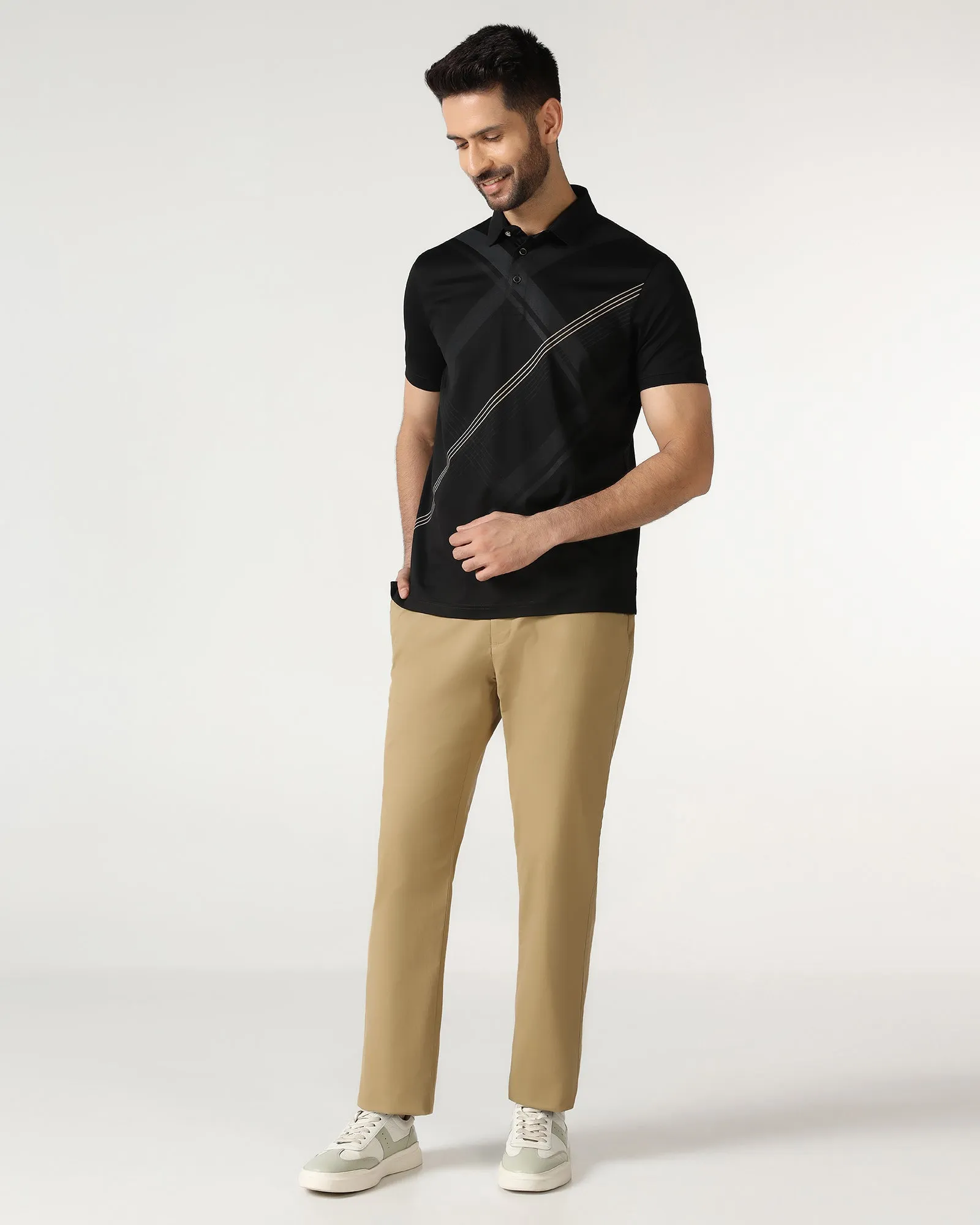 HighRiseWaistband Khaki Solid Khakis - Mario