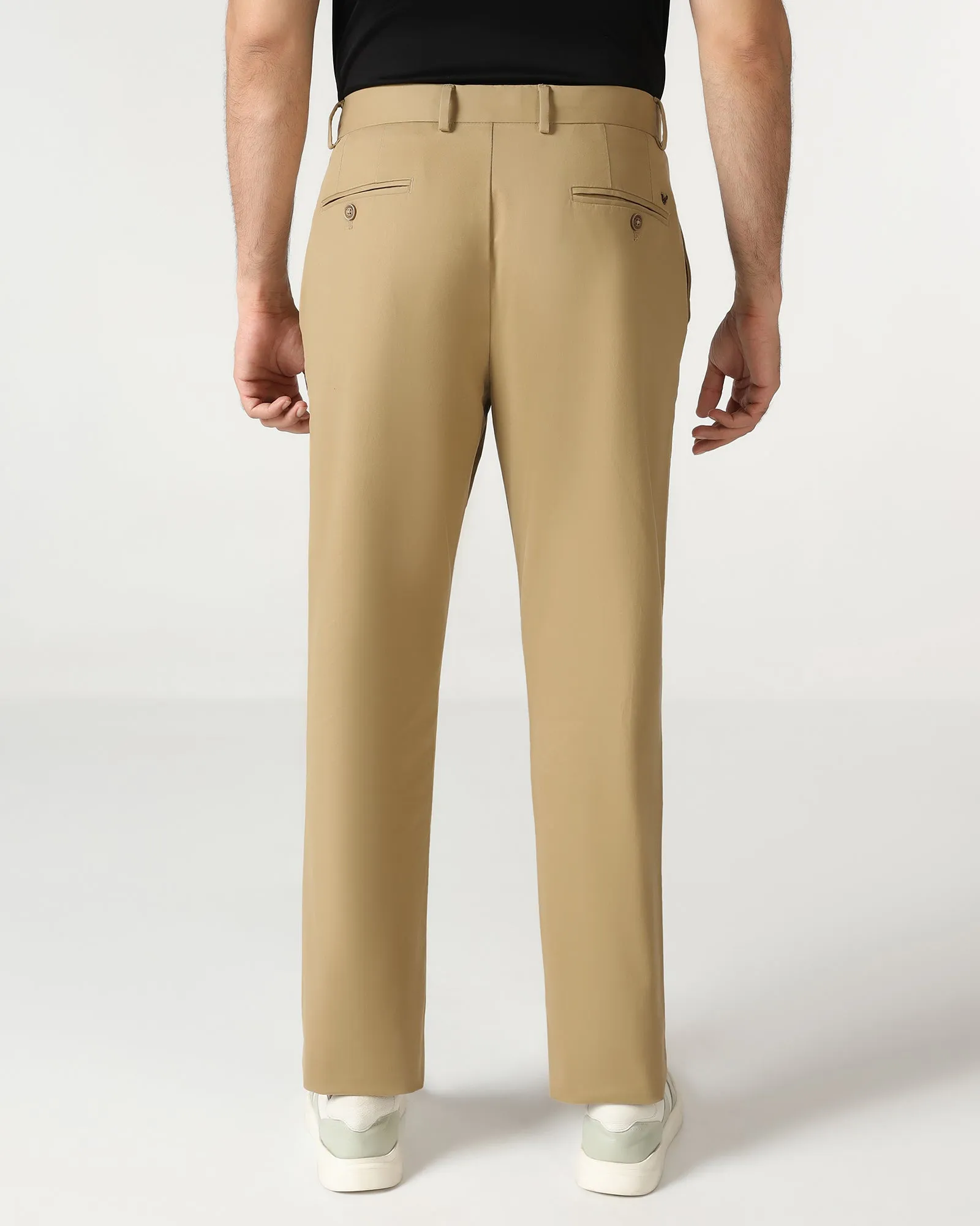 Sleek Design Khaki Solid Khakis - Mario