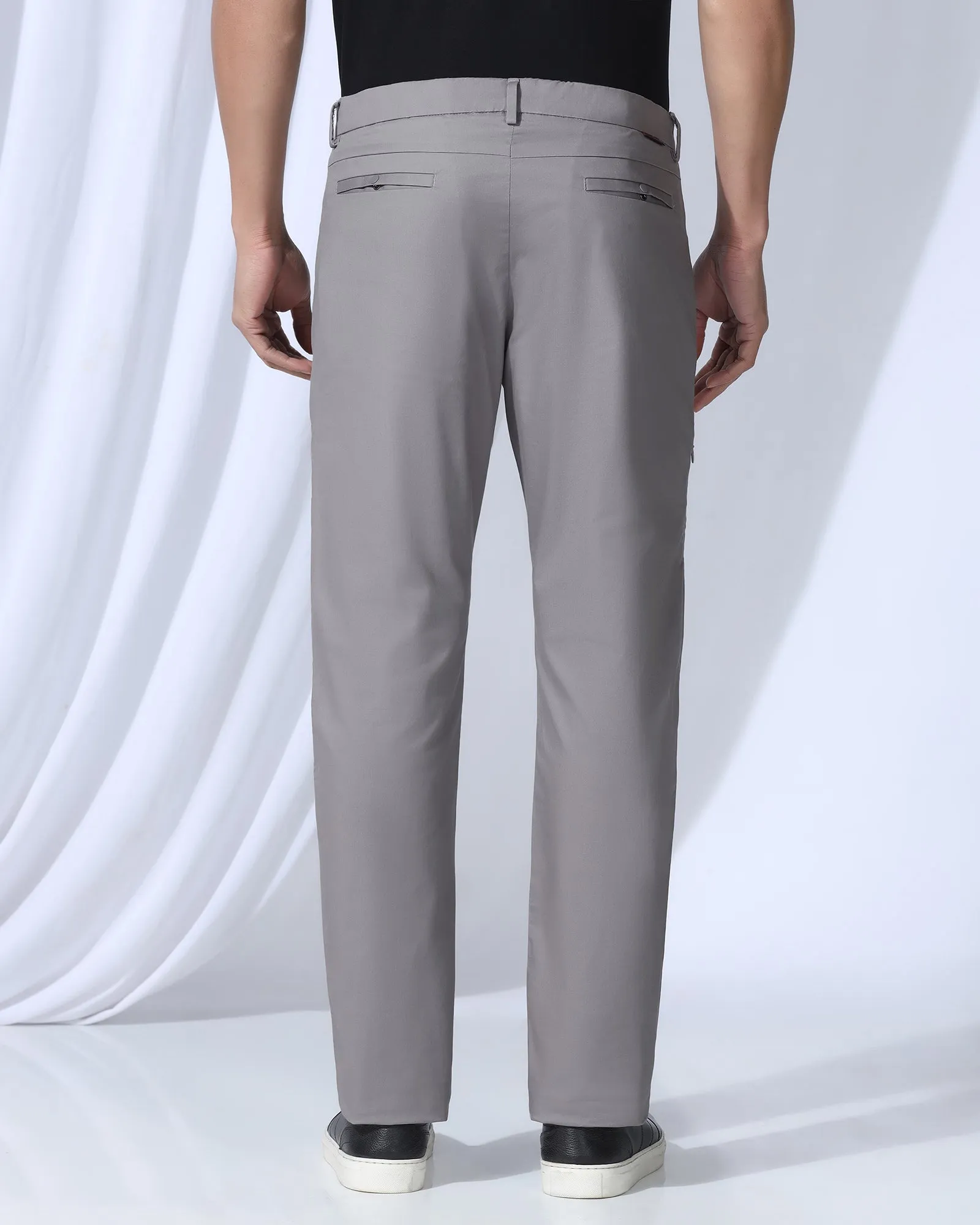 Slim Comfort B-95 Casual Grey Solid Khakis - Fred Chilly Weather Fit Rugged Fit