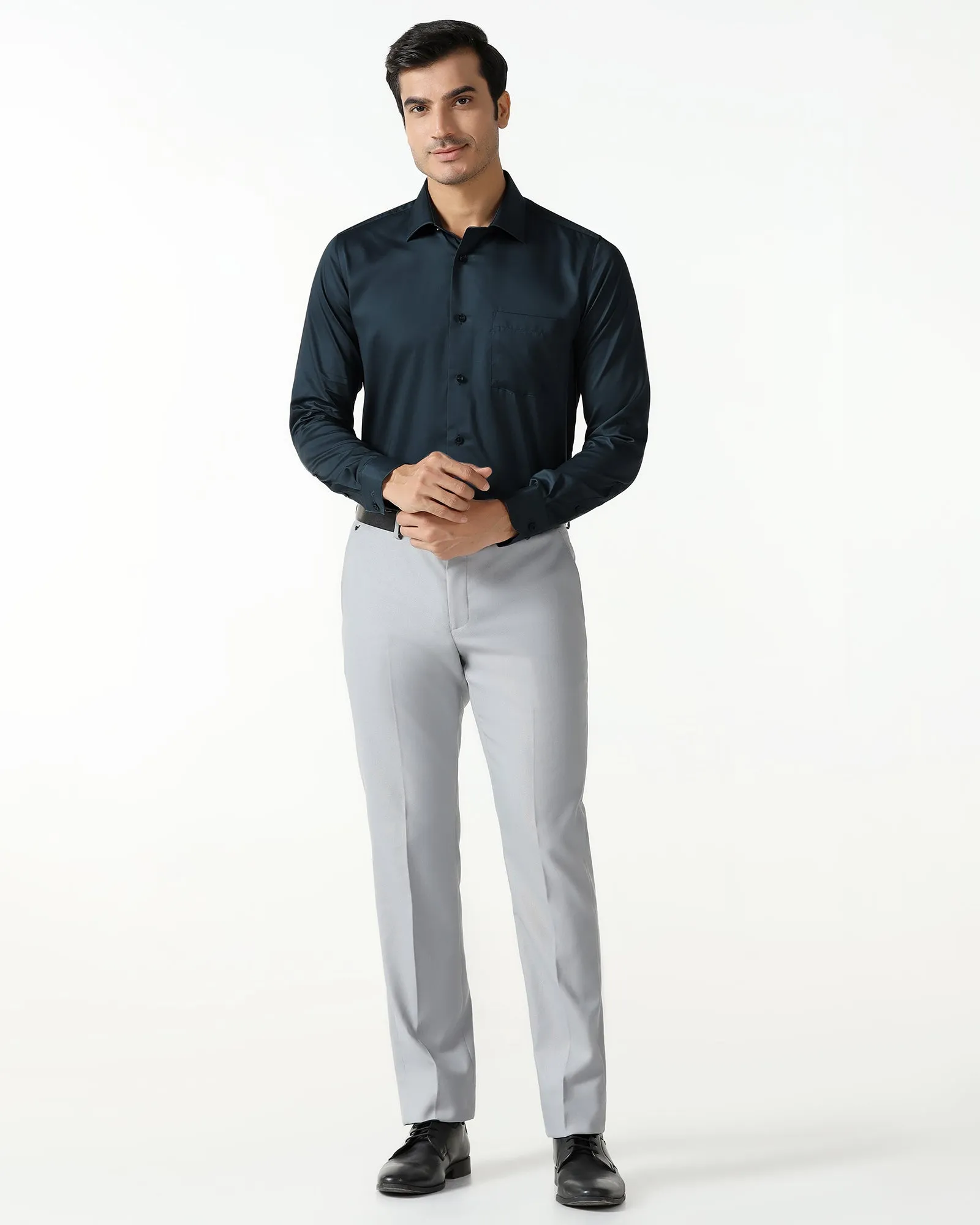 Teal Solid Shirt - Roger Ergonomic Sleeve Cut Holiday Gift