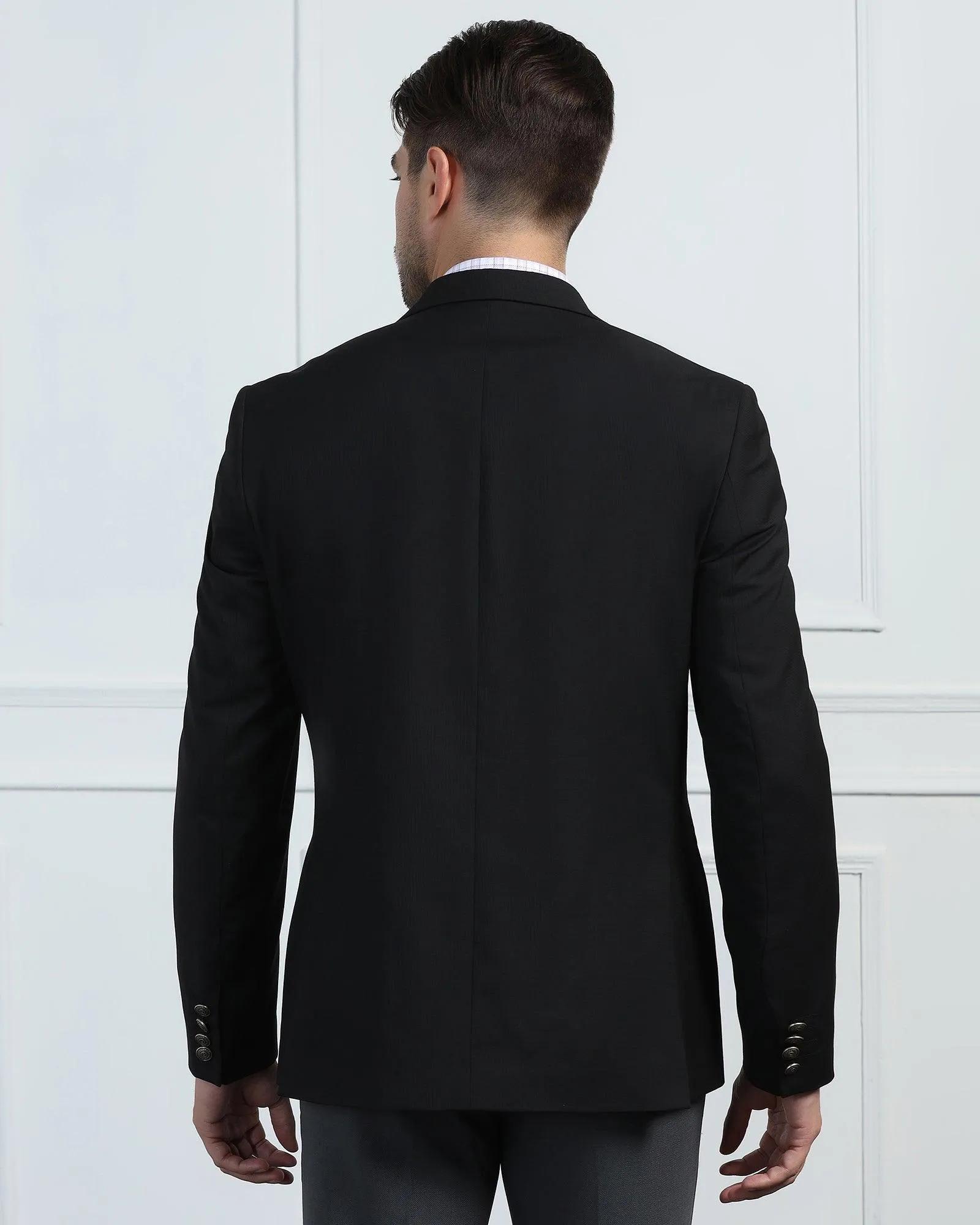 Formal Black Textured Blazer - Pajero Cold Climate