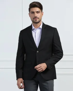 Soft Interior Brushing Formal Black Textured Blazer - Pajero