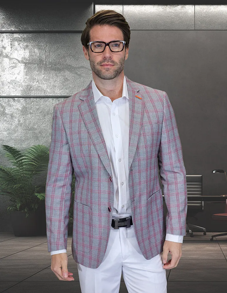 Hooded styles Quick Access Hidden Pockets MONTGOMERY GRAY PLAID MODERN FIT BLAZER