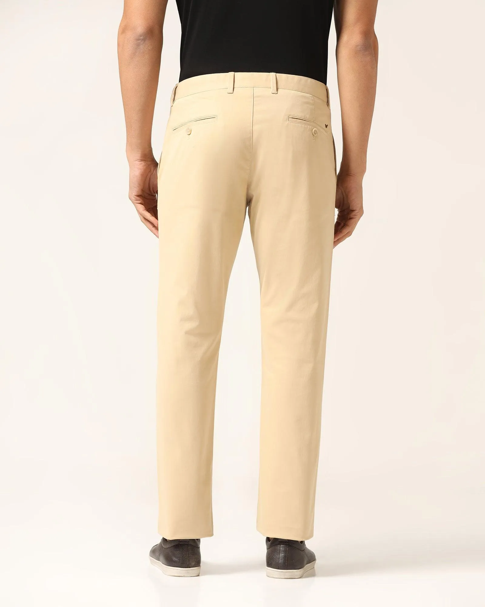 Slim Comfort B-95 Casual Beige Solid Khakis - Mario FadeResistantTreatment Timeless Look