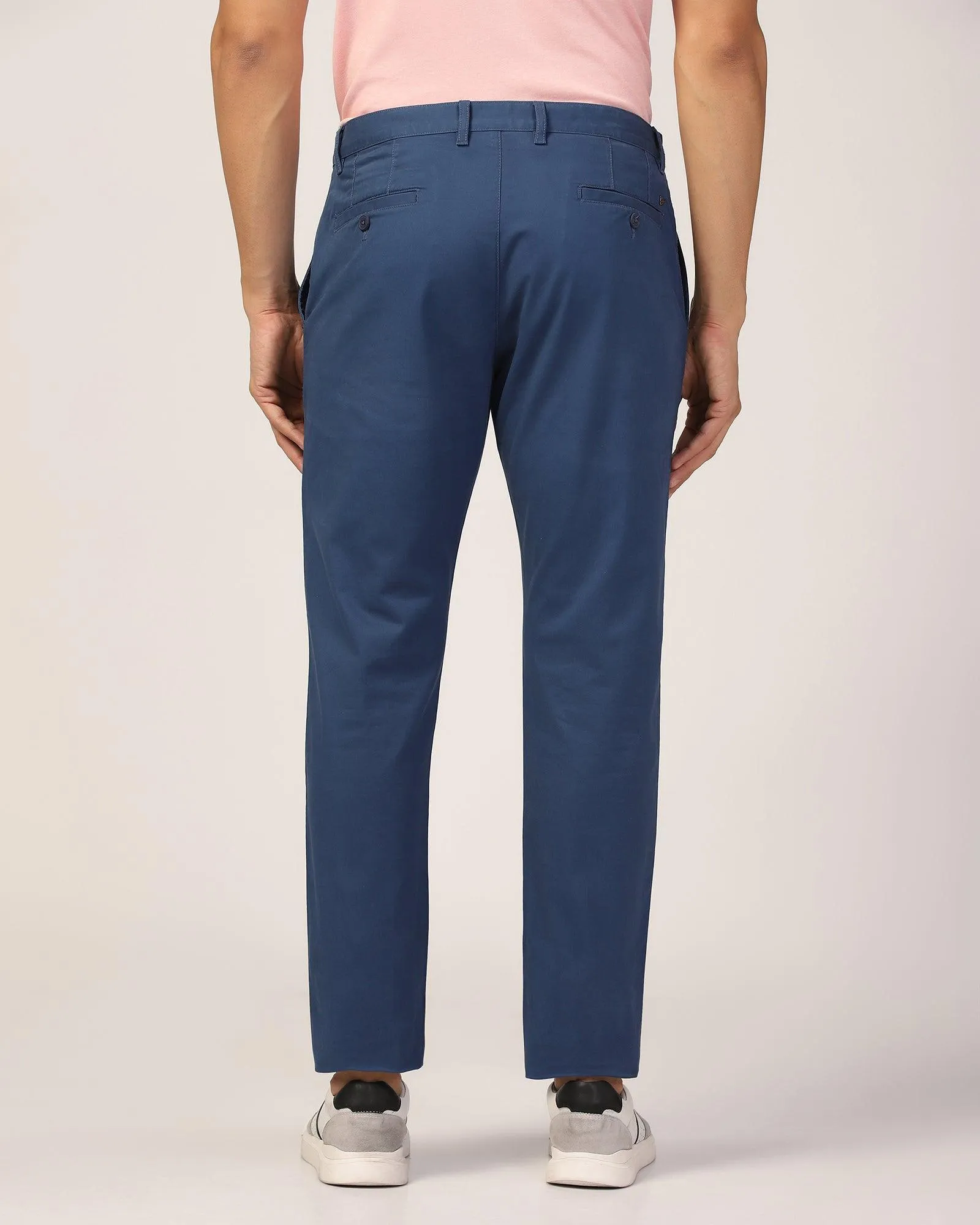 Slim Comfort B-95 Casual Blue Solid Khakis - Lab Quick Layering Friction Resistant Fabric