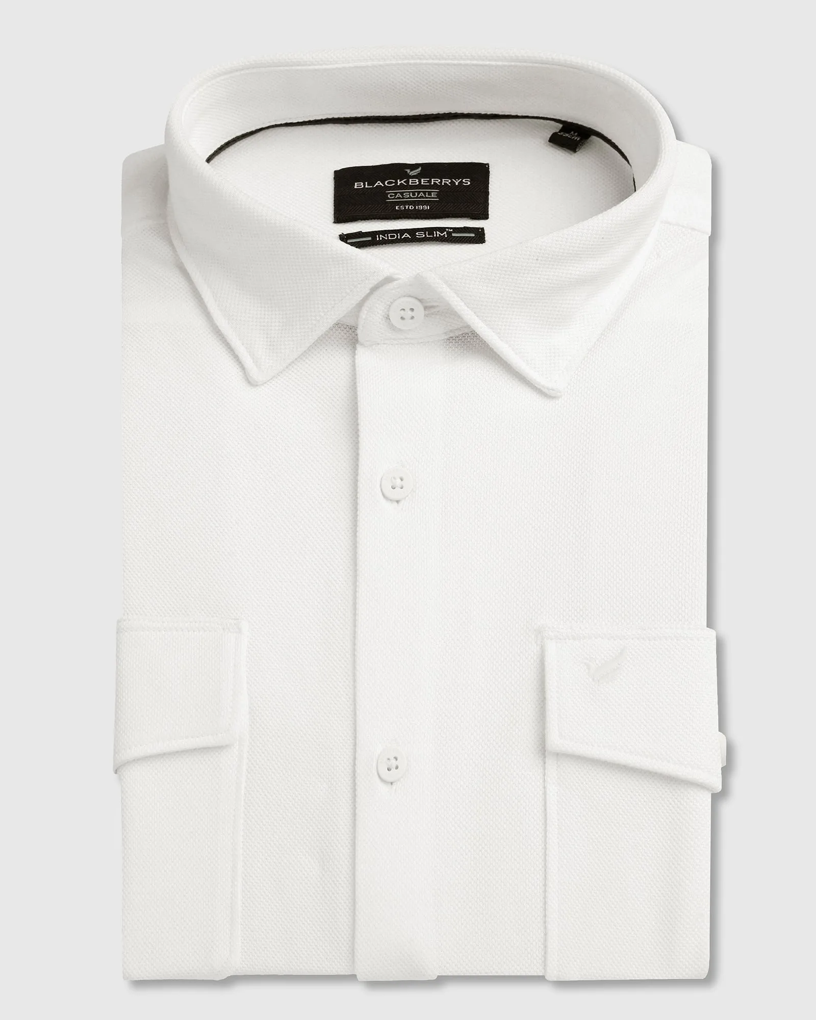 Flexible Shoulder Panels Standalone Option White Solid Shirt - Diaz