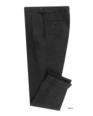 Charcoal Grey 100% Wool Flannel High Waisted Pant Comfy Flex