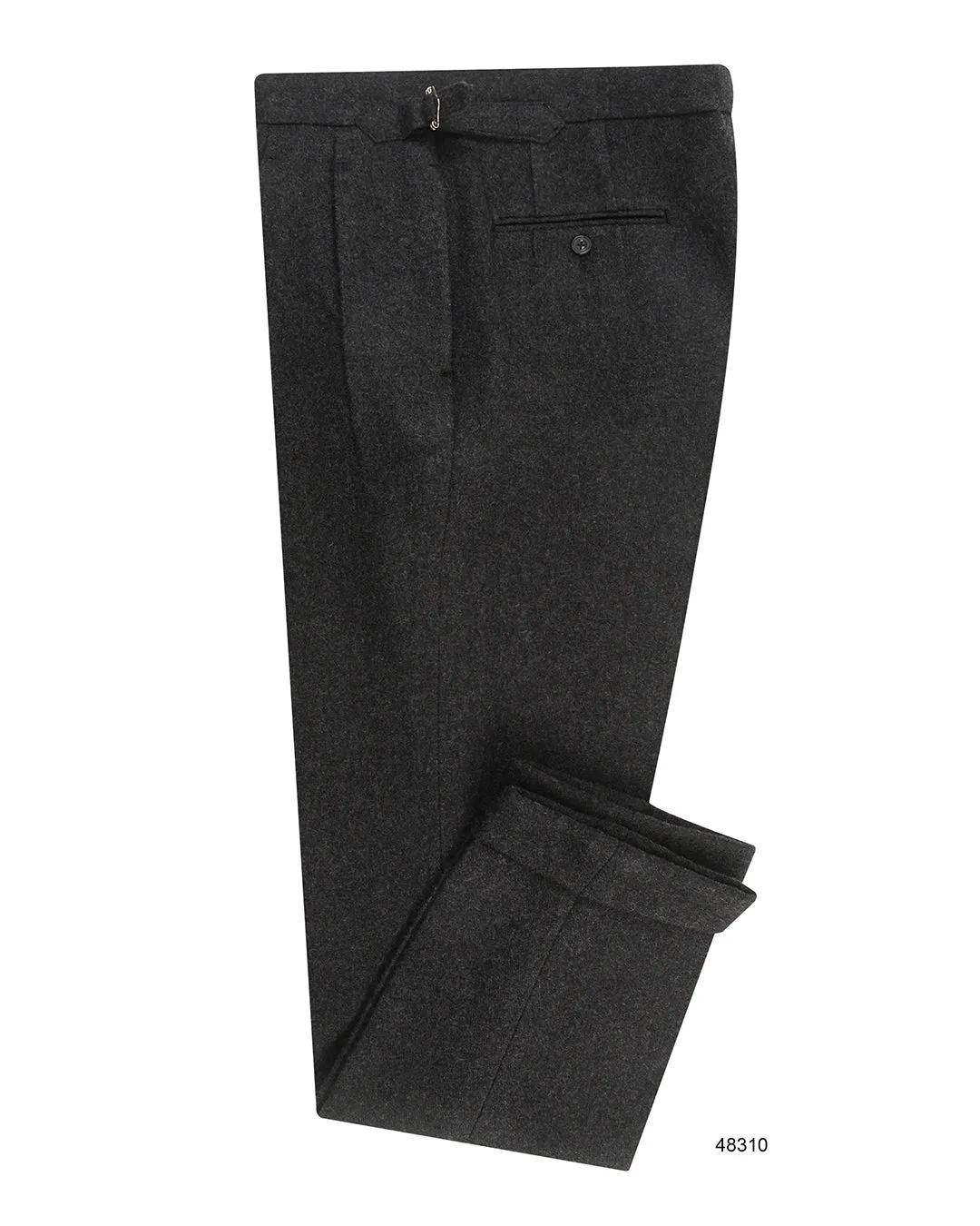 Charcoal Grey 100% Wool Flannel High Waisted Pant Comfy Flex