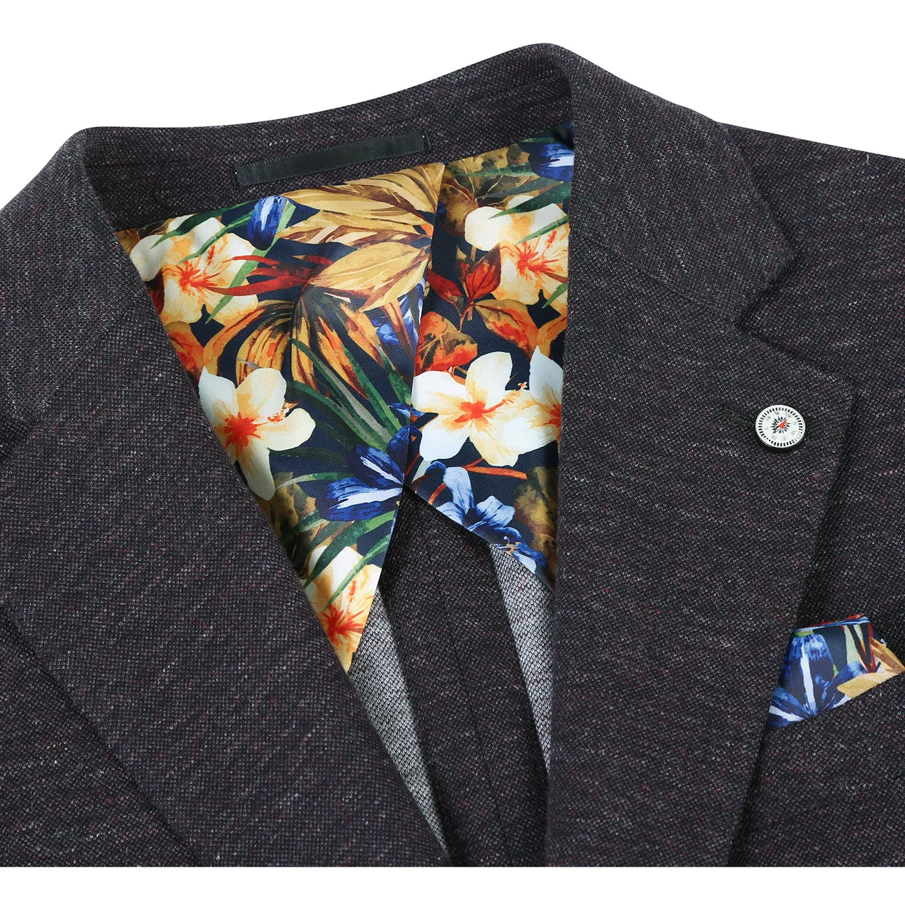 Lightweight Construction AbrasionResistantEdging Pellagio Men's Half Canvas Blazer Dark Gray PF24-2