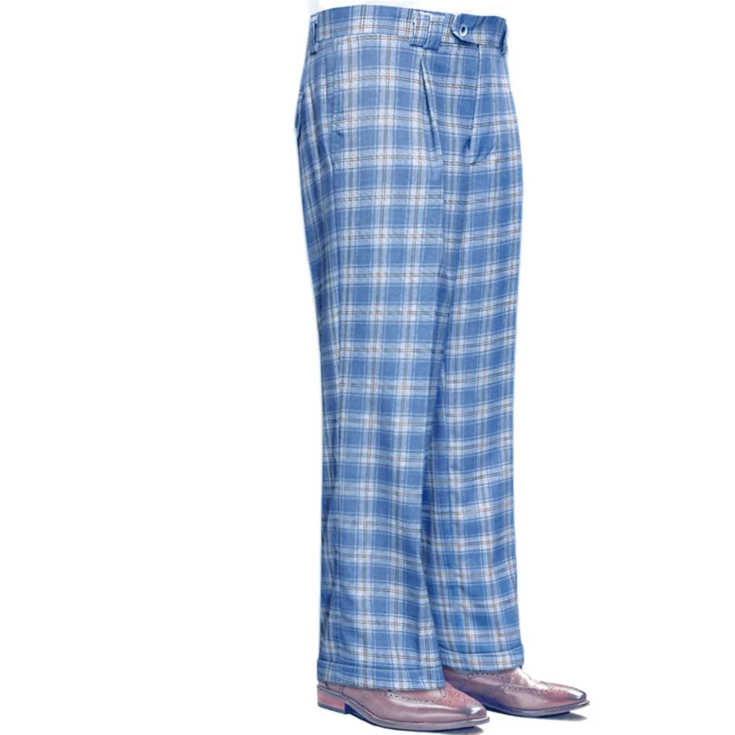 Titania Collection: Blue Plaid Wide-Leg Pants Sporty Look Comfortable Look Wear