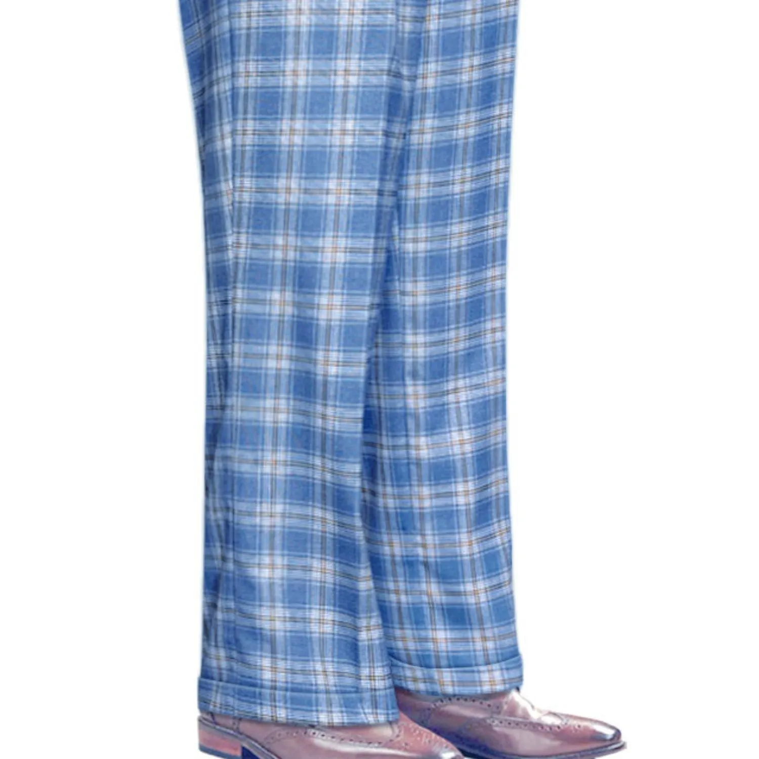 Titania Collection: Blue Plaid Wide-Leg Pants Easy Motion