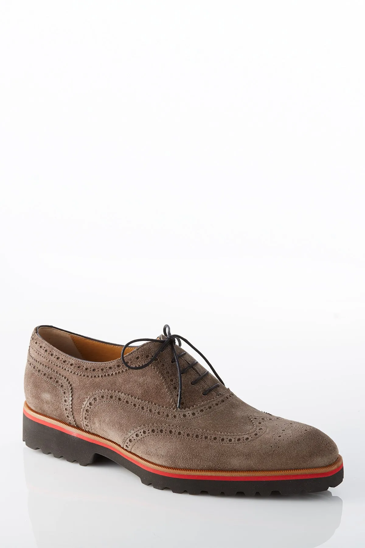 Sustainable Leather David August Suede Wingtip Brogues in Peltro