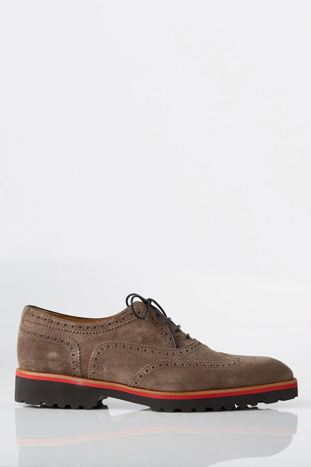 Low Arch Clean Step David August Suede Wingtip Brogues in Peltro