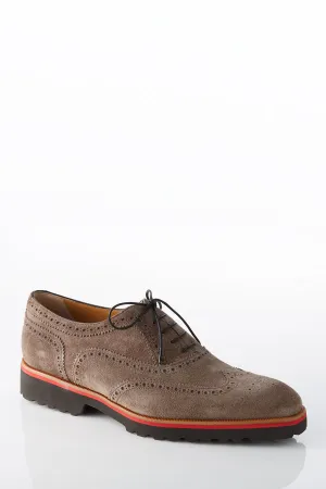 Sustainable Leather David August Suede Wingtip Brogues in Peltro