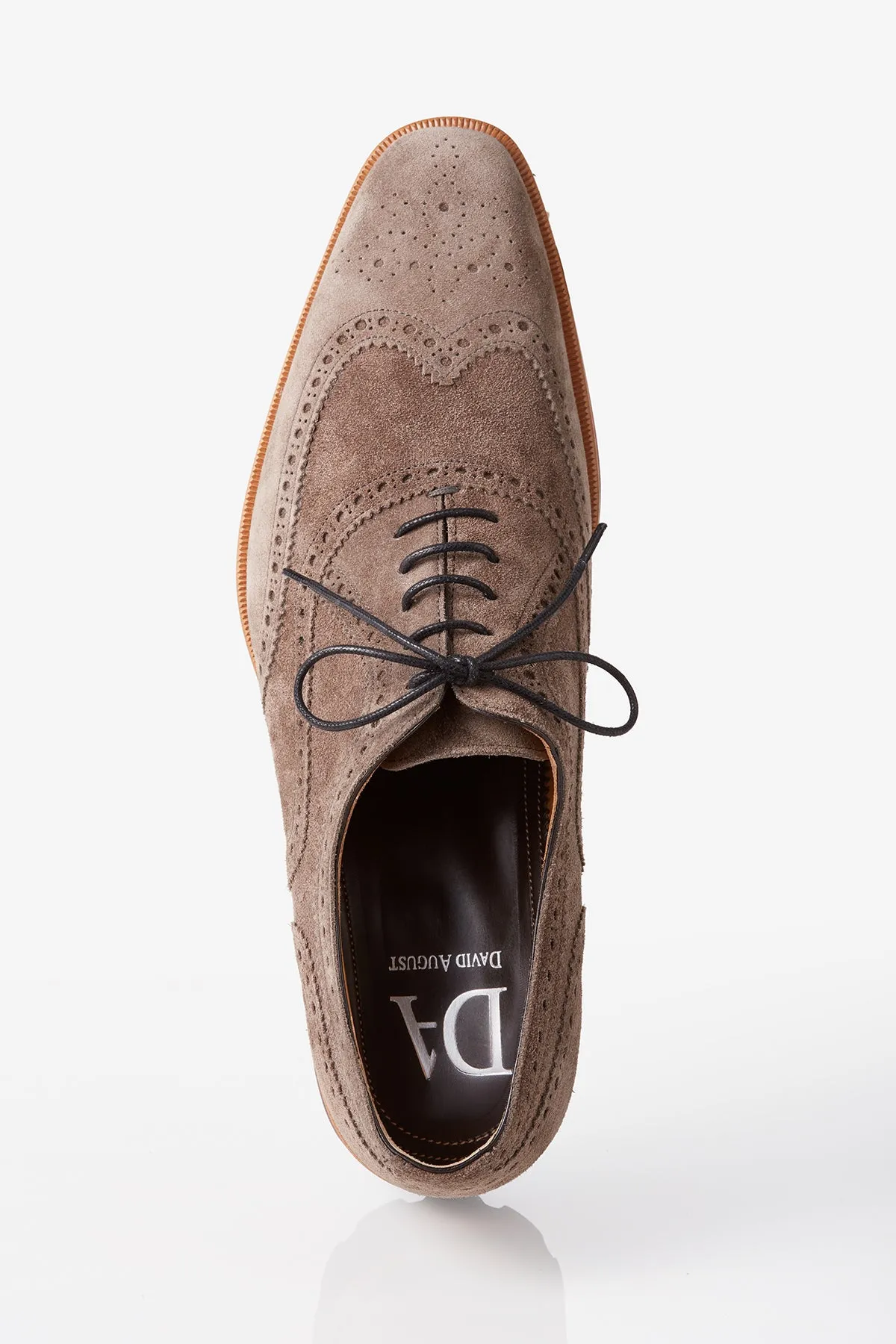 David August Suede Wingtip Brogues in Peltro Slip Resistant Design