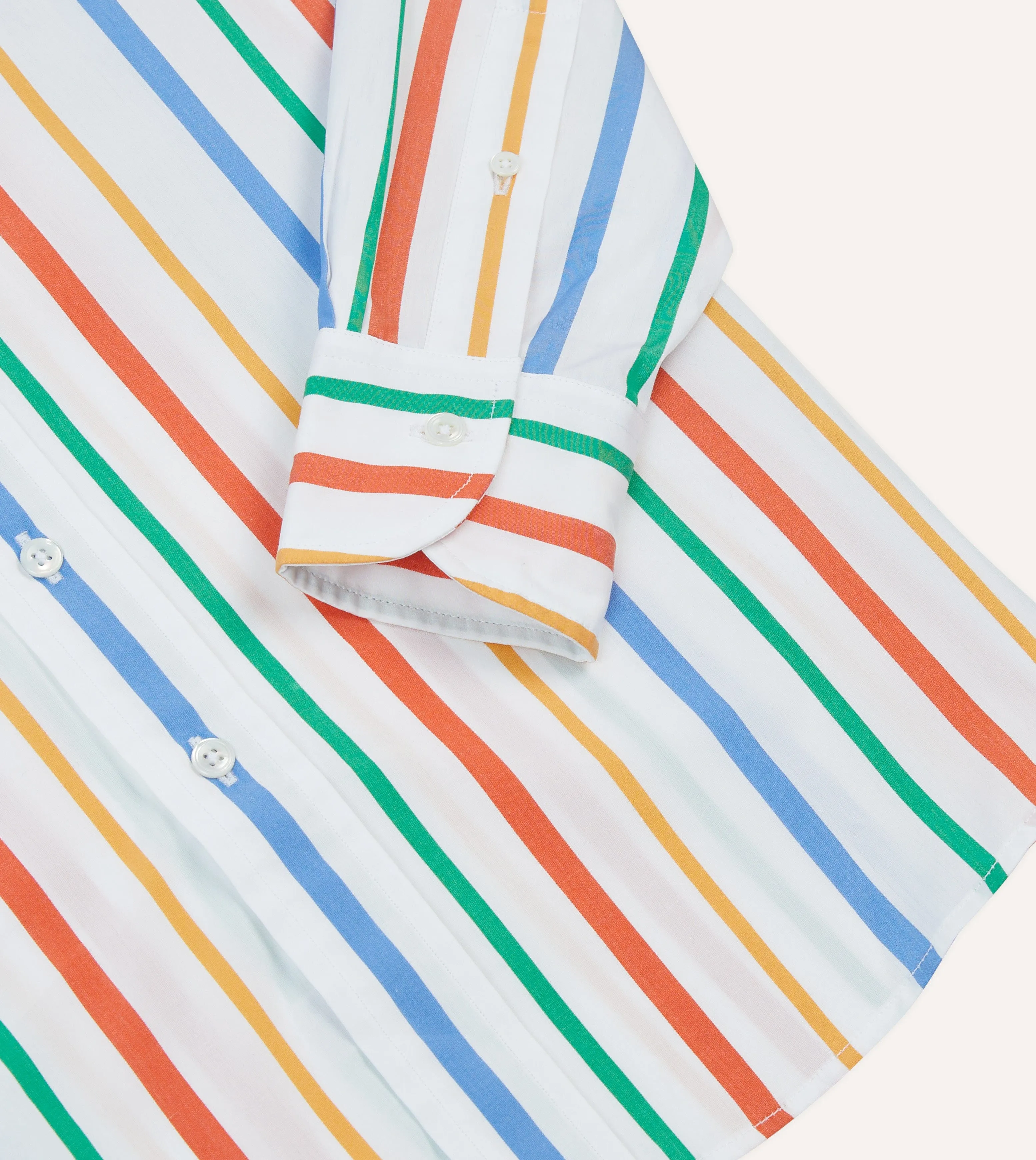 Multi Stripe Poplin Button-Down Shirt Checkered Look Lightweight texture