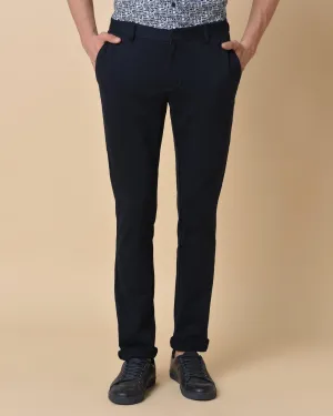 Slim Fit B-91 Casual Navy Solid Khakis - Honey Chic Vibe