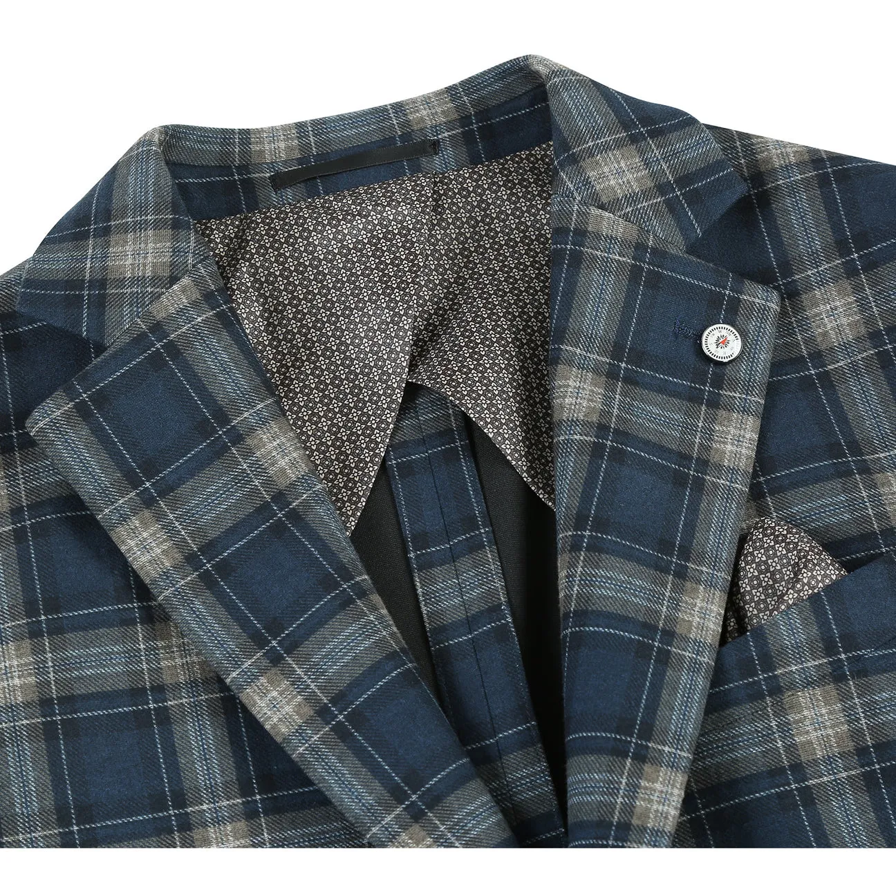 Pellagio Men's Half Canvas Blazer Navy Brown PF23-12 Compression Layer