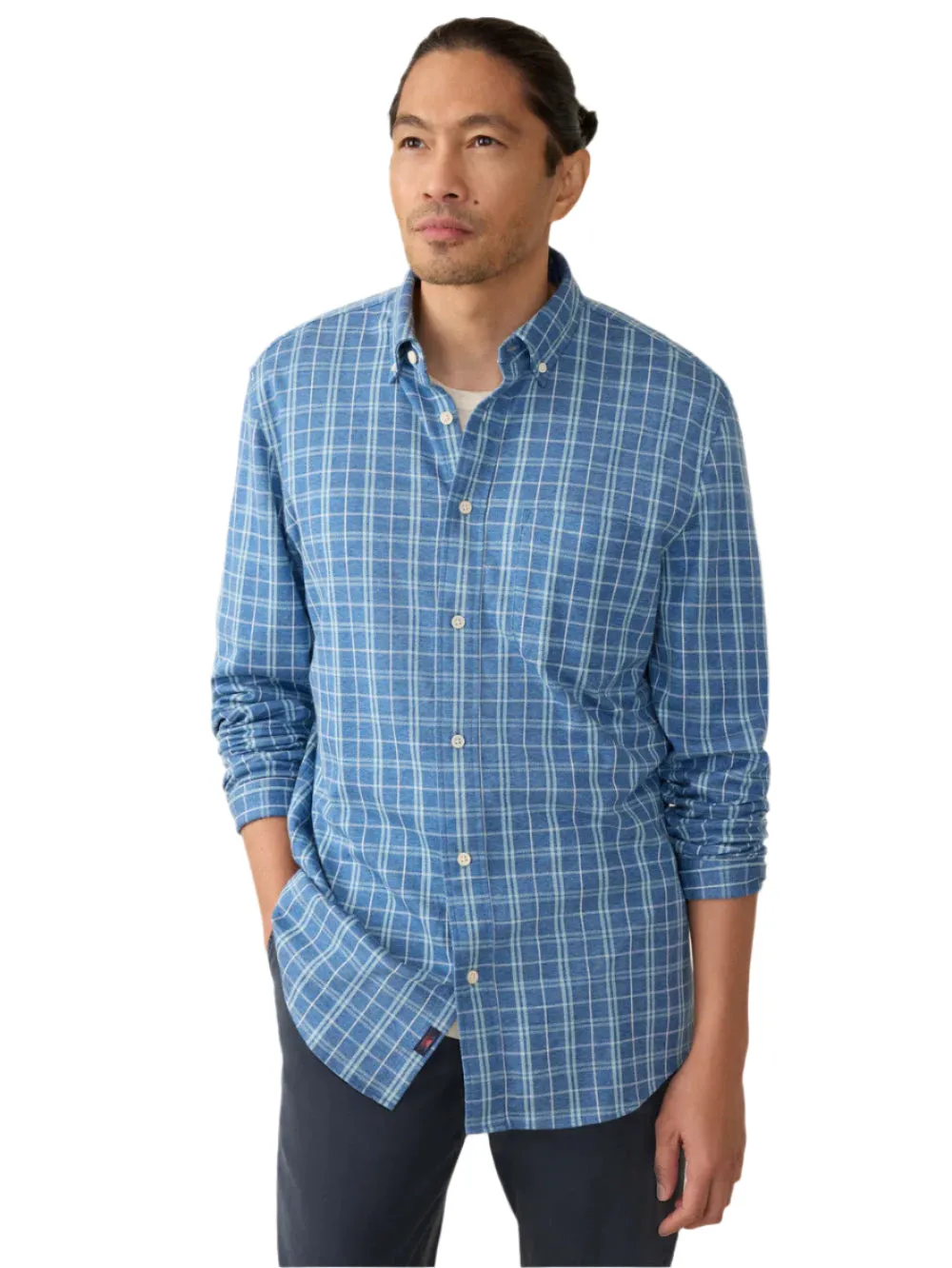 QuickReleaseClosures Coastline Knit Shirt - Ocean Sky Plaid
