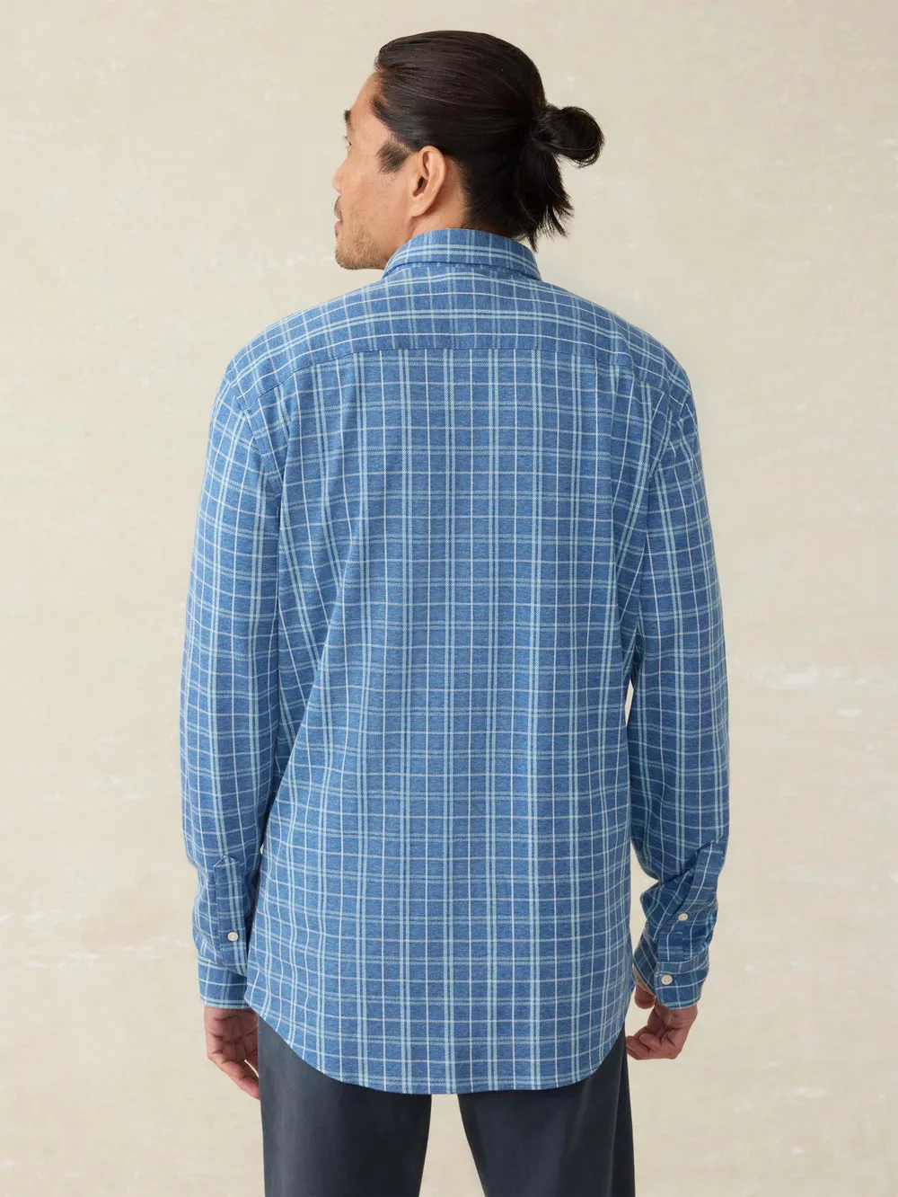 ErgonomicCut Coastline Knit Shirt - Ocean Sky Plaid