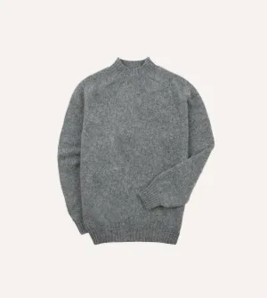 Grey Brushed Shetland Mock Neck Jumper MultiPurposePockets AbrasionResistantFabric