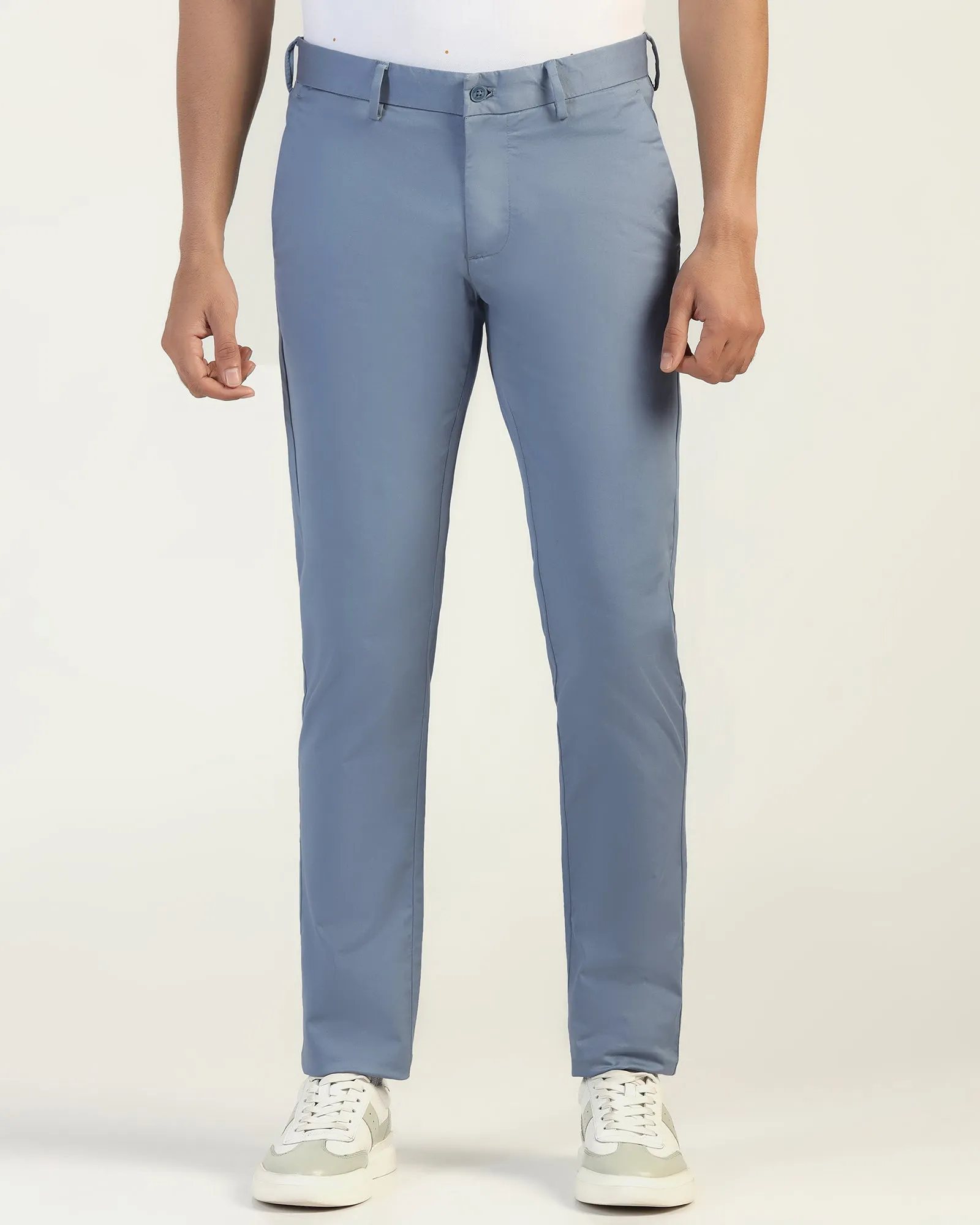 Slim Fit B-91 Casual Blue Solid Khakis - Martin Fashionable Cut