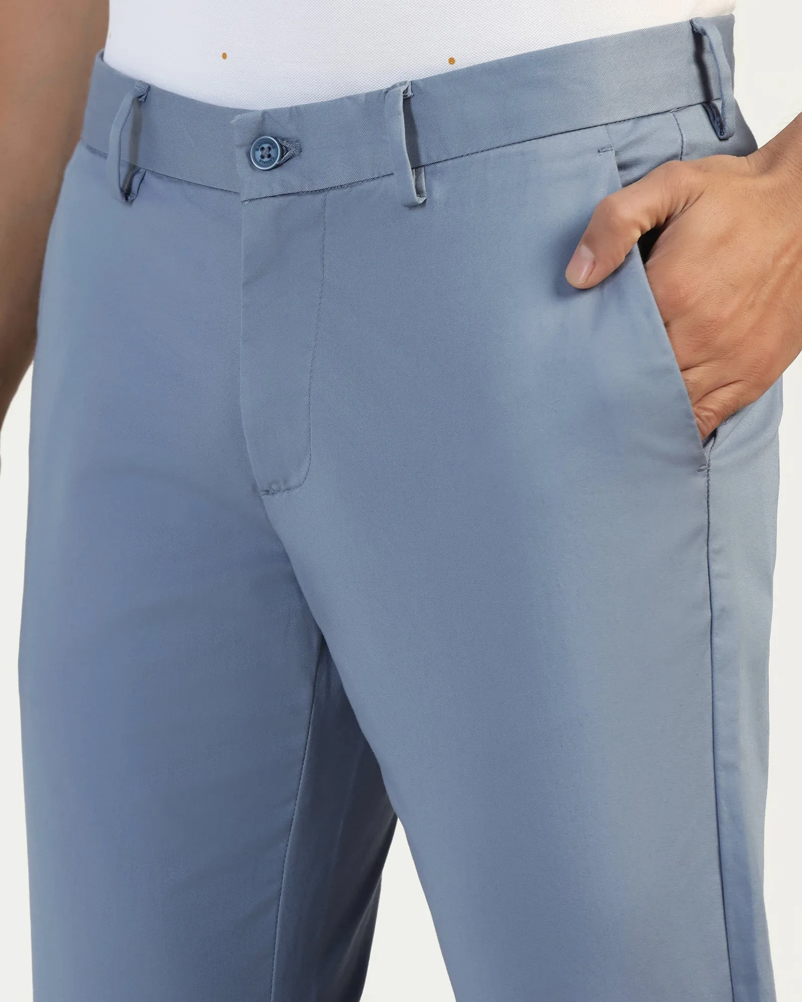 Stretch Fit Wear Slim Fit B-91 Casual Blue Solid Khakis - Martin