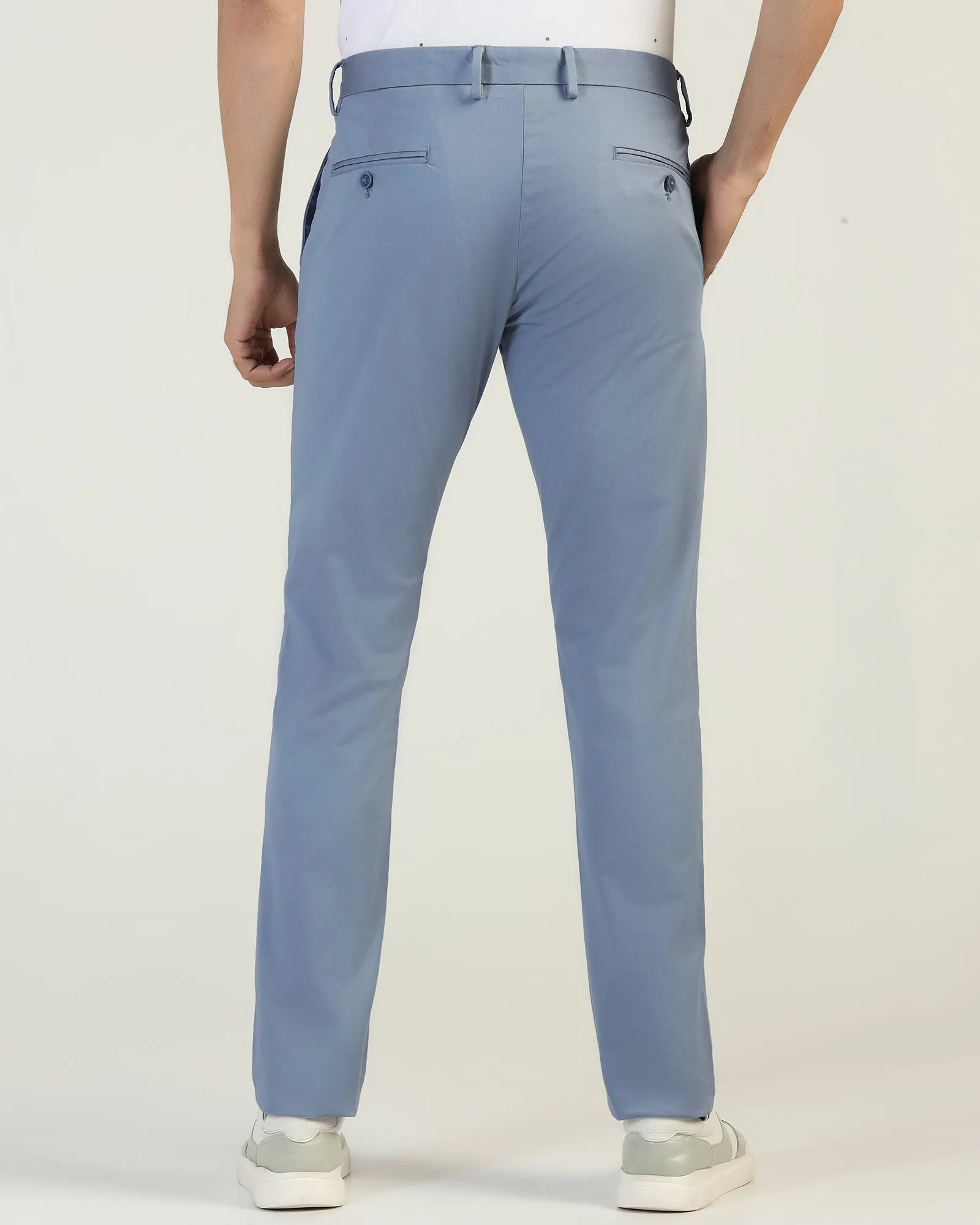 Mid-rise fit Slim Fit B-91 Casual Blue Solid Khakis - Martin