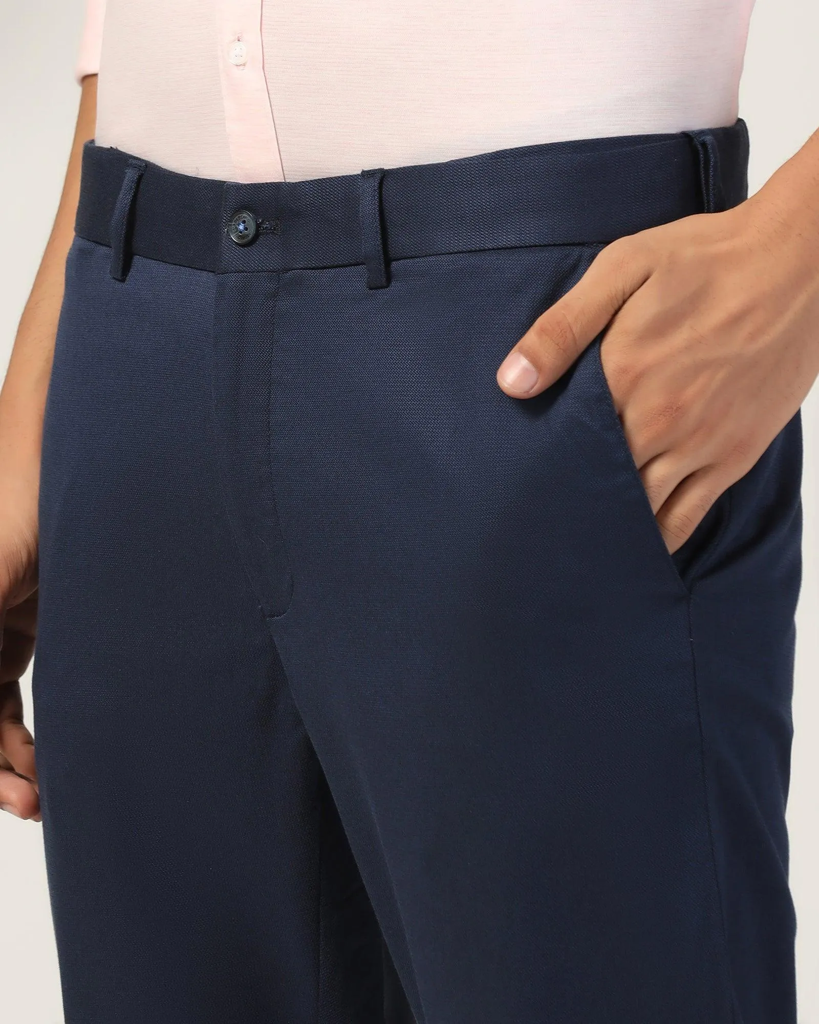 Chilly Day Wear Double Stitched Seams Slim Comfort B-95 Casual Navy Yarn Dyed Khakis - Royal