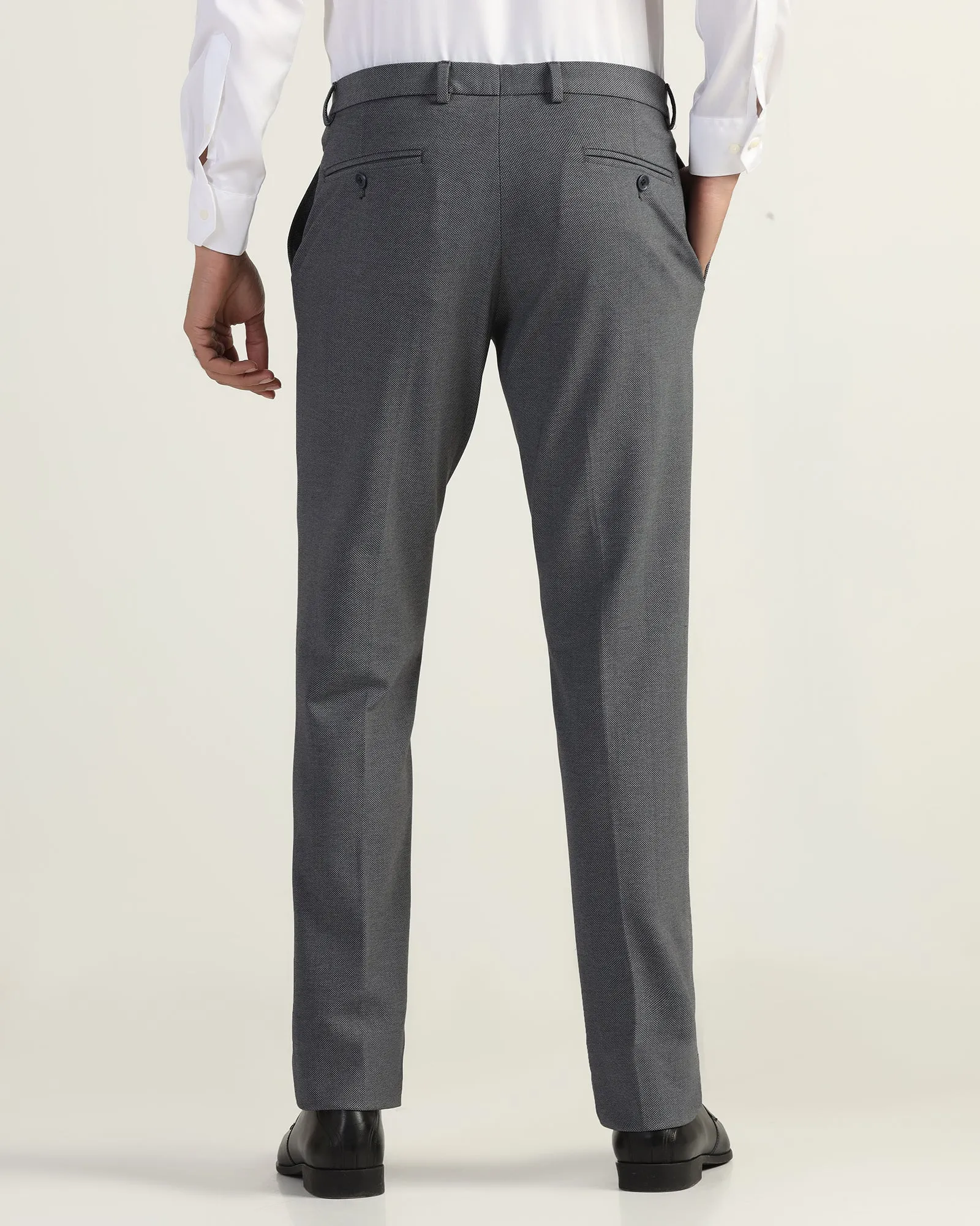 Slim Fit B-91 Formal Navy Printed Trouser - Enzo Breathable Material Tagless Labeling