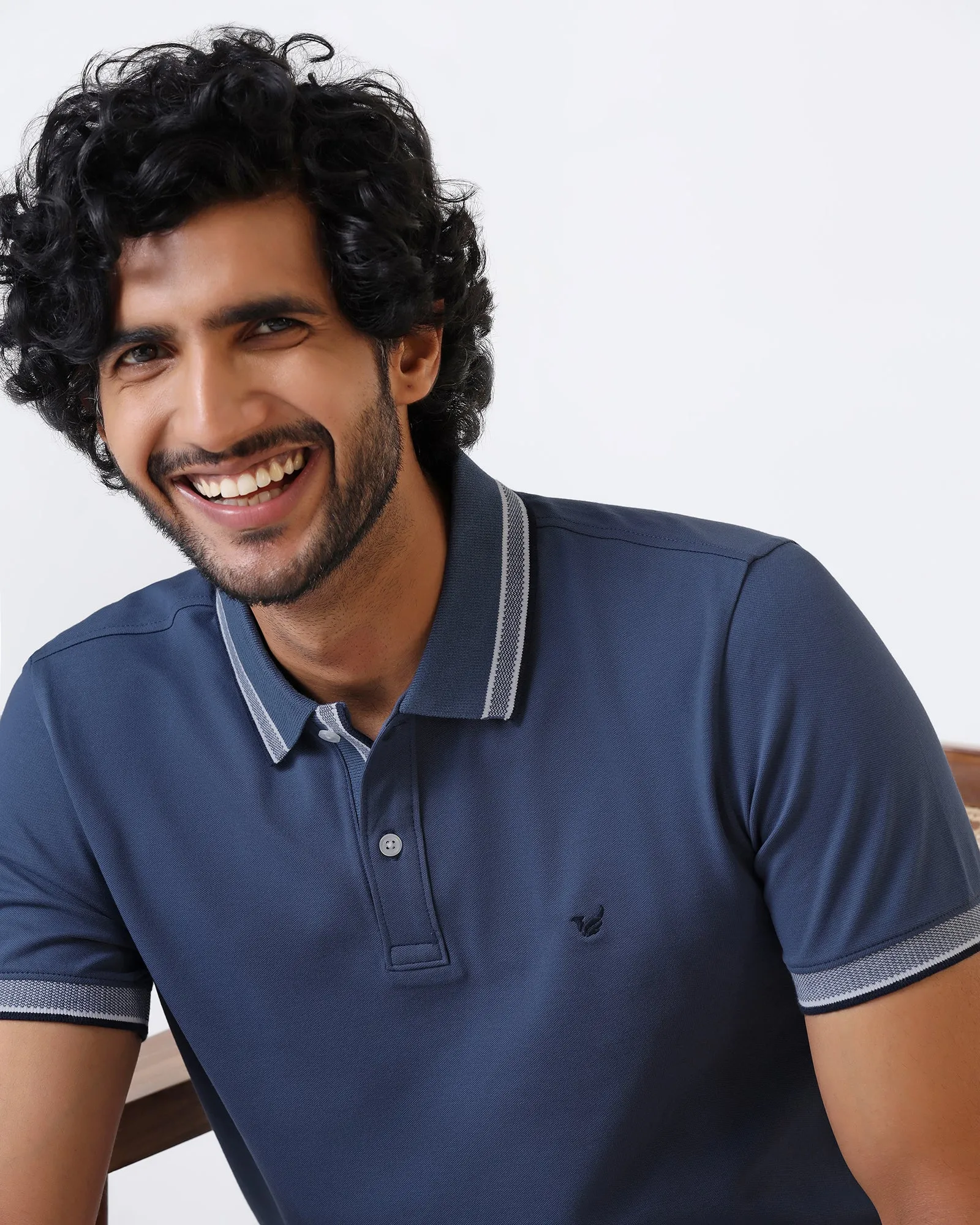 Mid Blue Solid Polo - Taurus Polished Comfort