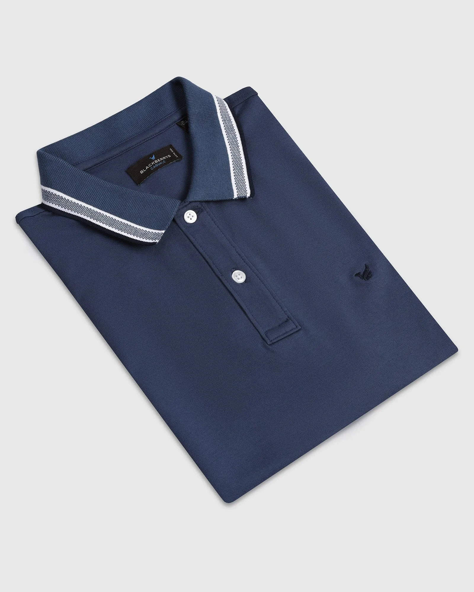 Mid Blue Solid Polo - Taurus Luxe Apparel