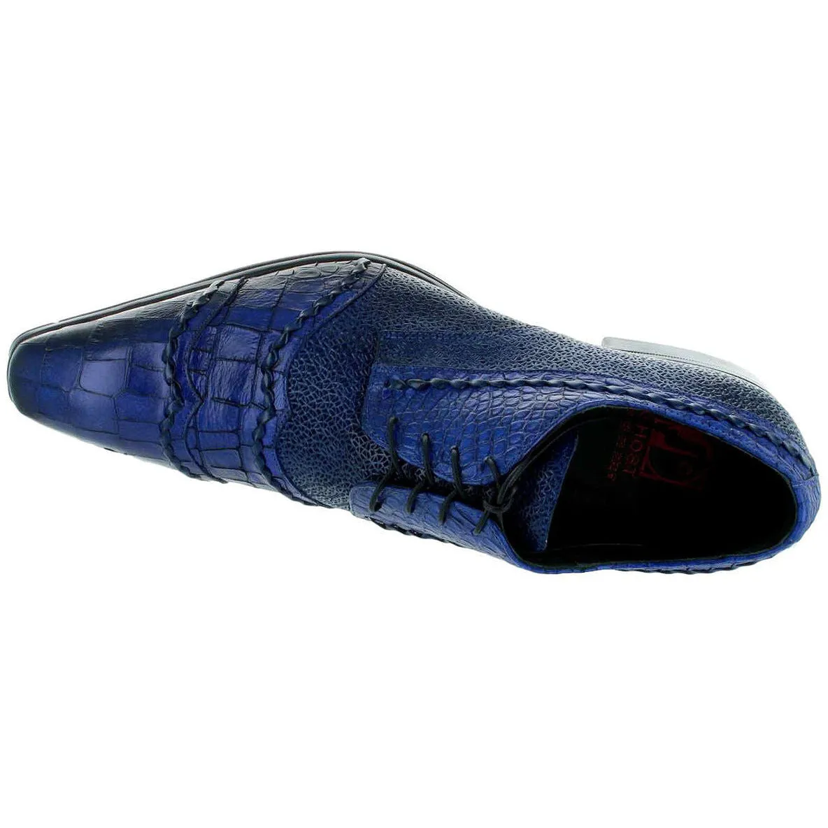 Executive Mode Jo Ghost Blue Gator Print Louisiana Baby Wing Tip Oxford Shoe