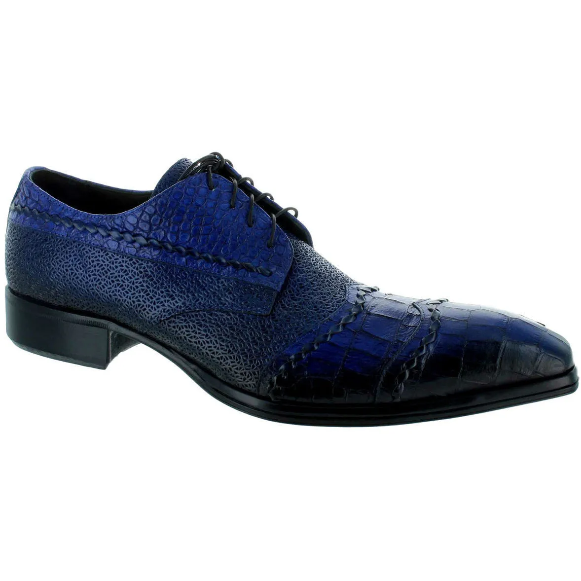 Stride Ease Jo Ghost Blue Gator Print Louisiana Baby Wing Tip Oxford Shoe