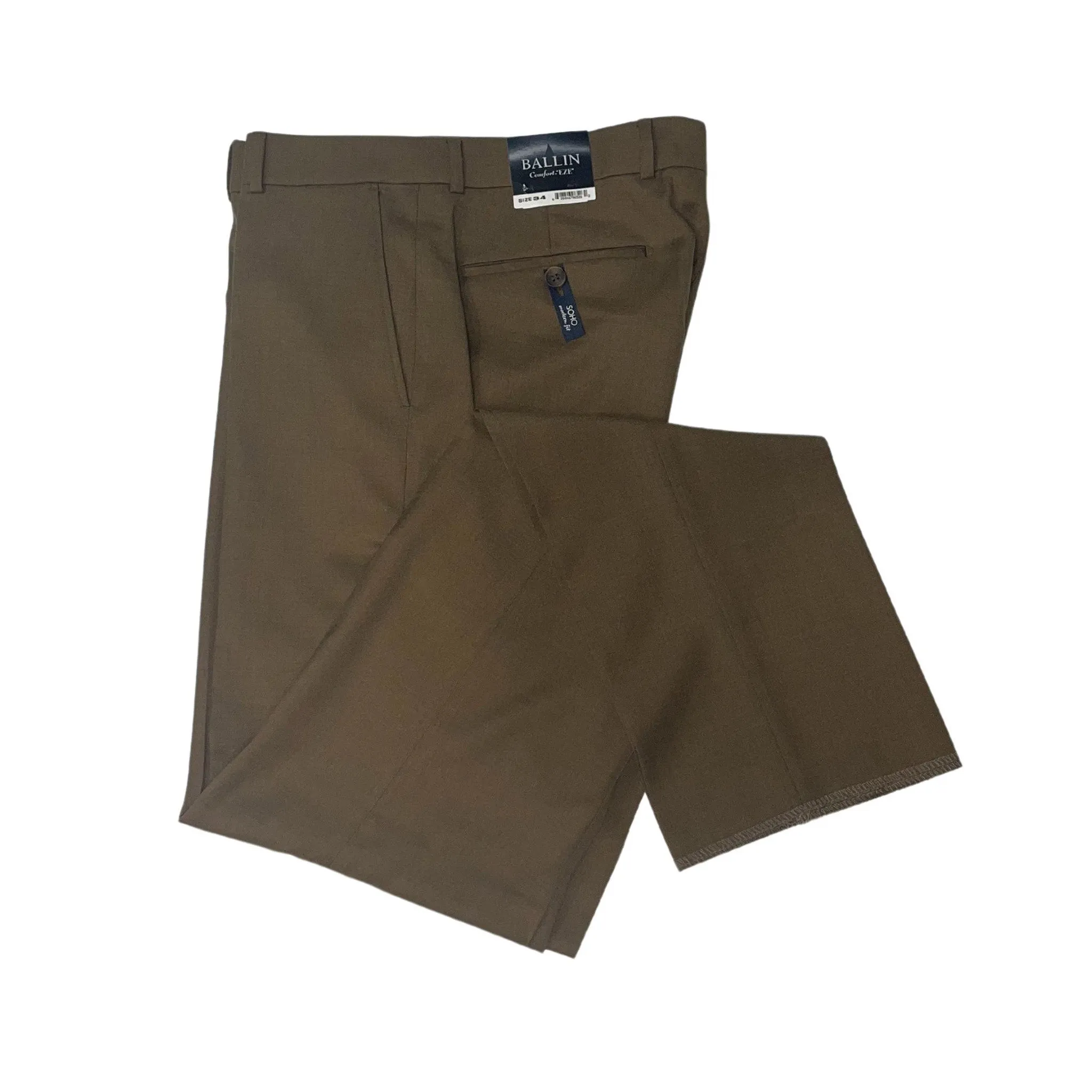 All Use pilling resistant Ballin Modern Fit Super 120's Wool 4 Harness Serge Flat Front Pant in Tobacco