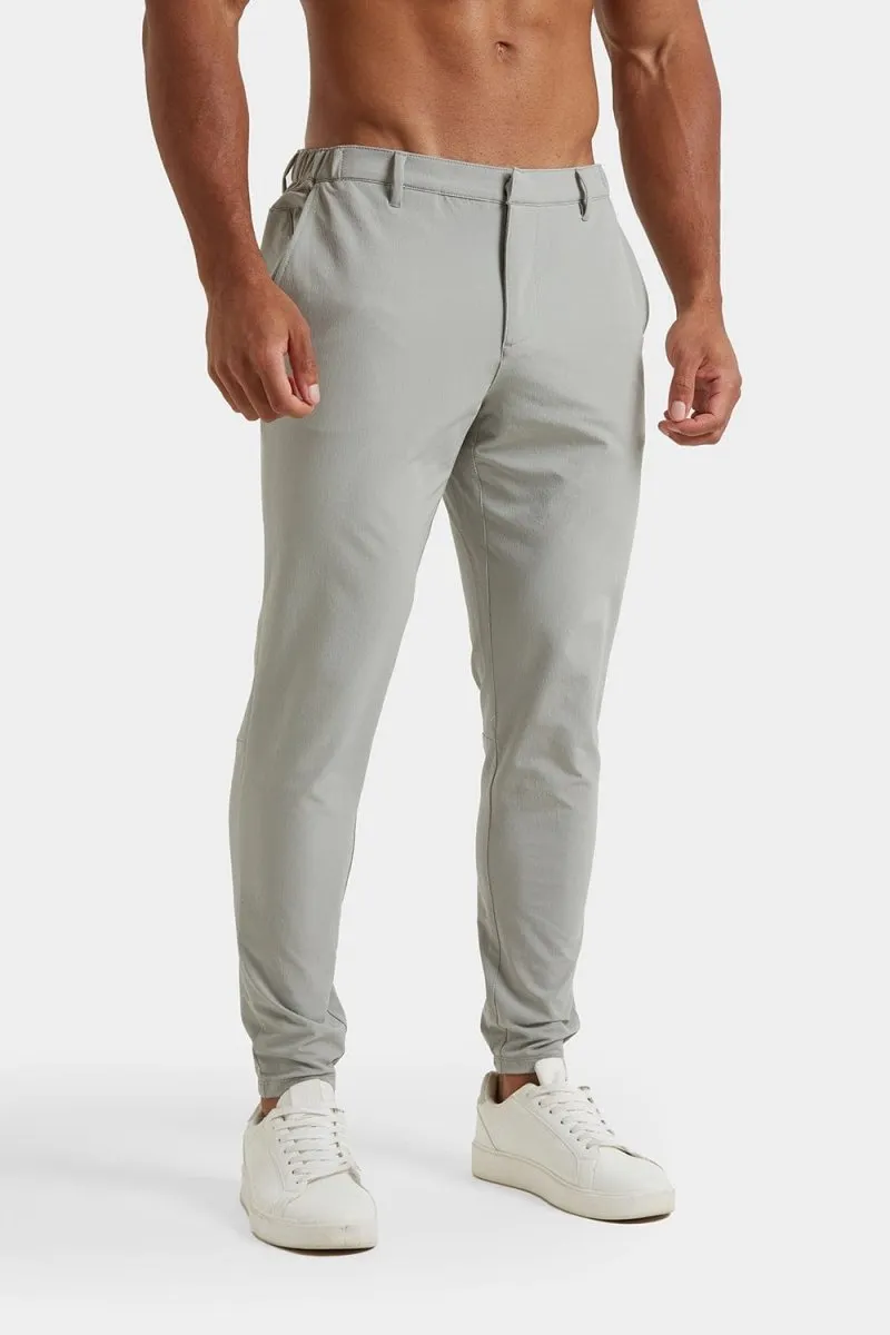 Everyday Tech Pants in Soft Grey Plaid detail Breathable Wearable